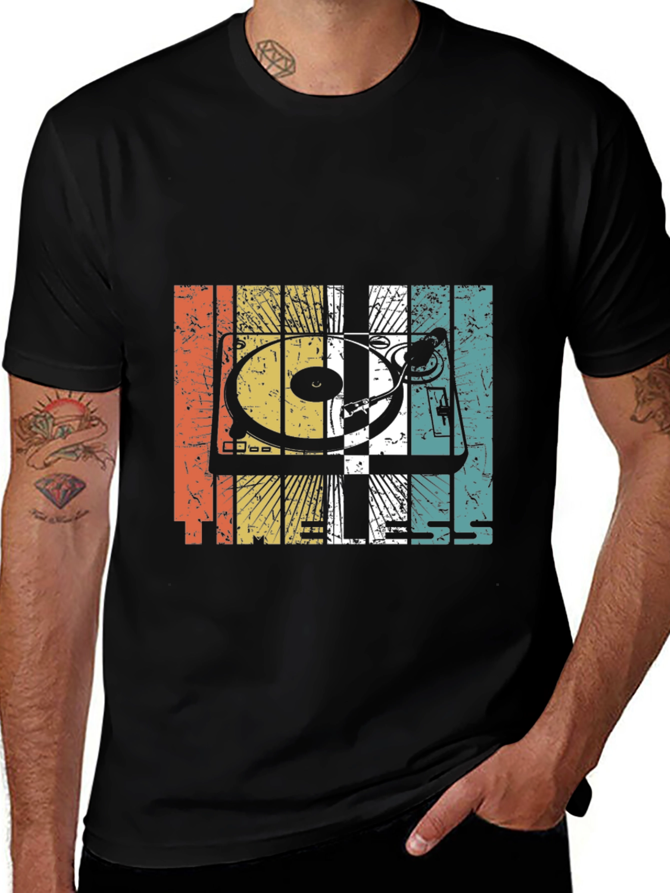 Retro Turntable Graphic Black T-Shirt