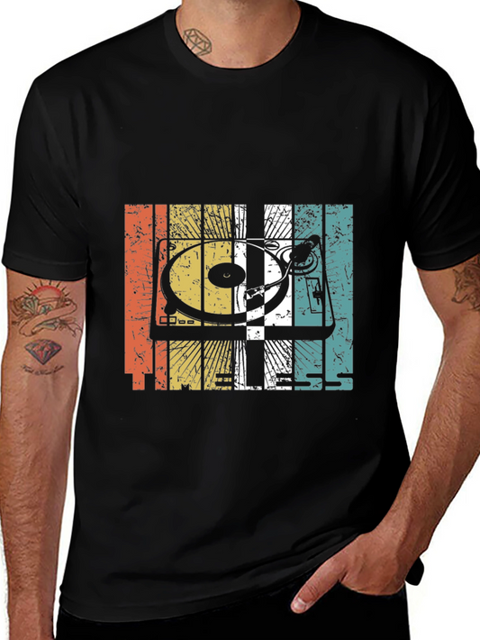 Retro Turntable Graphic Black T-Shirt