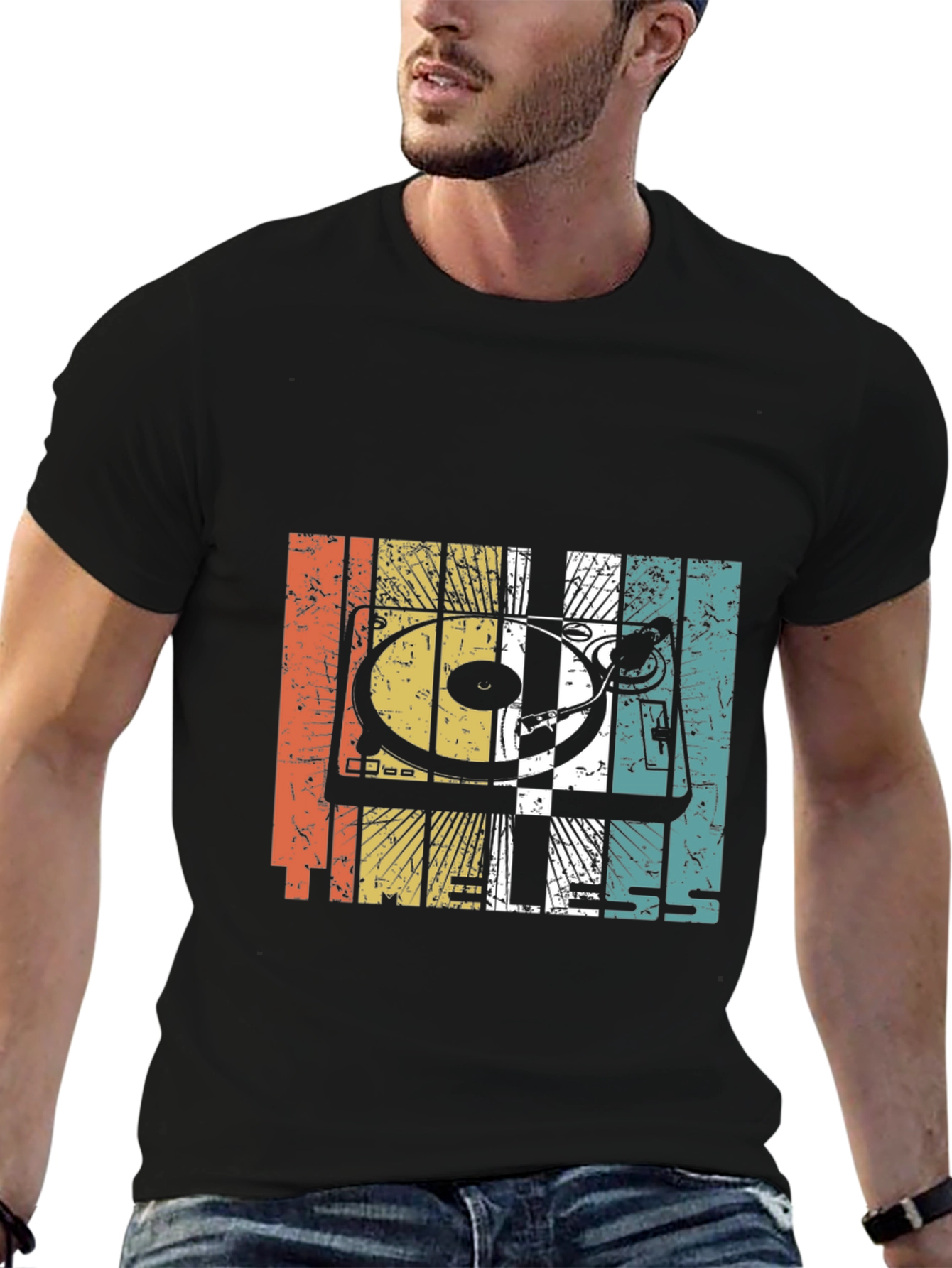 Retro Turntable Graphic Black T-Shirt