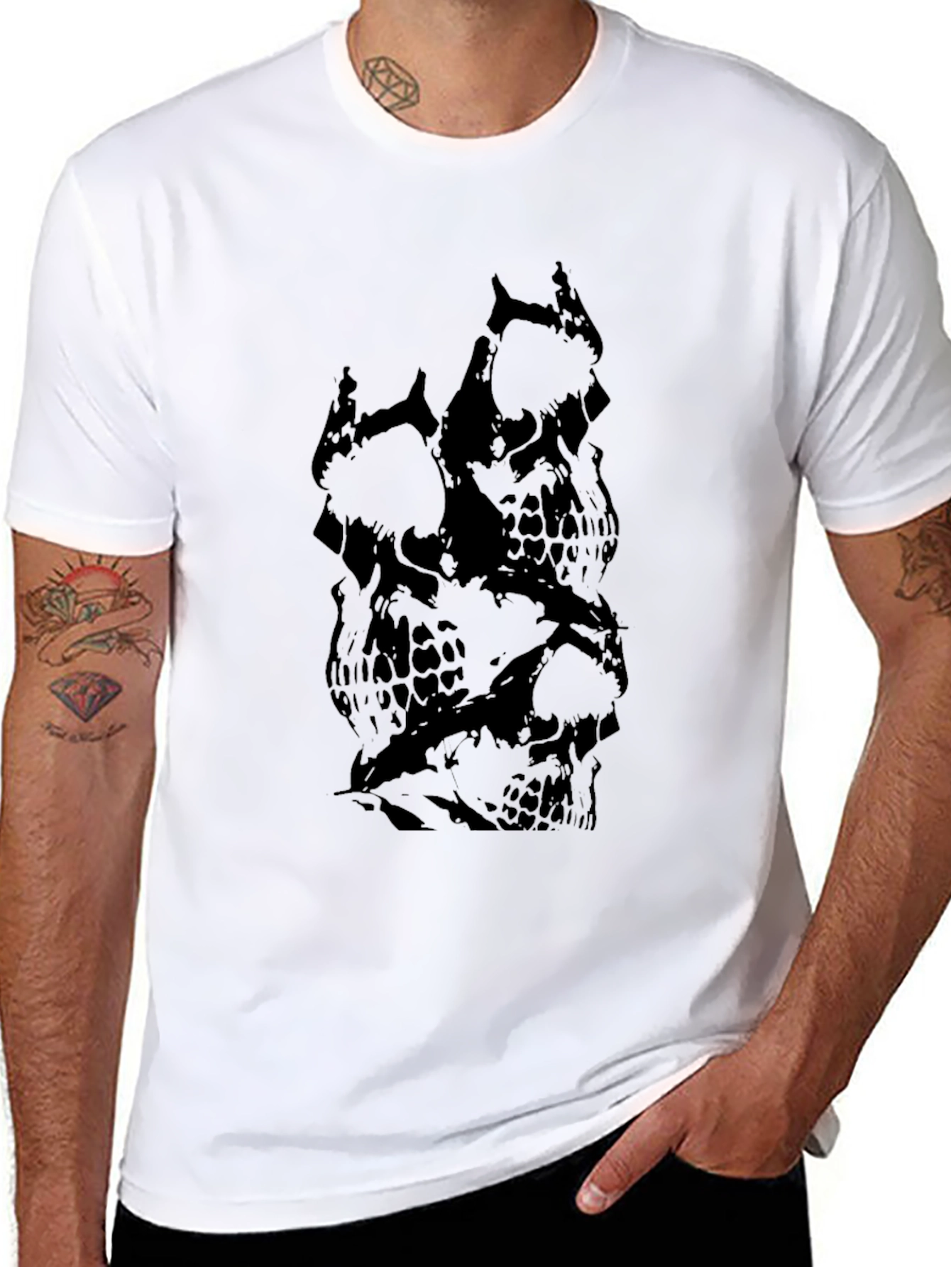 Mens Black Skull Graphic Print T-Shirt