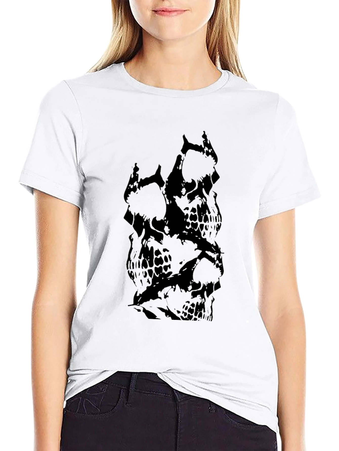 Mens Black Skull Graphic Print T-Shirt