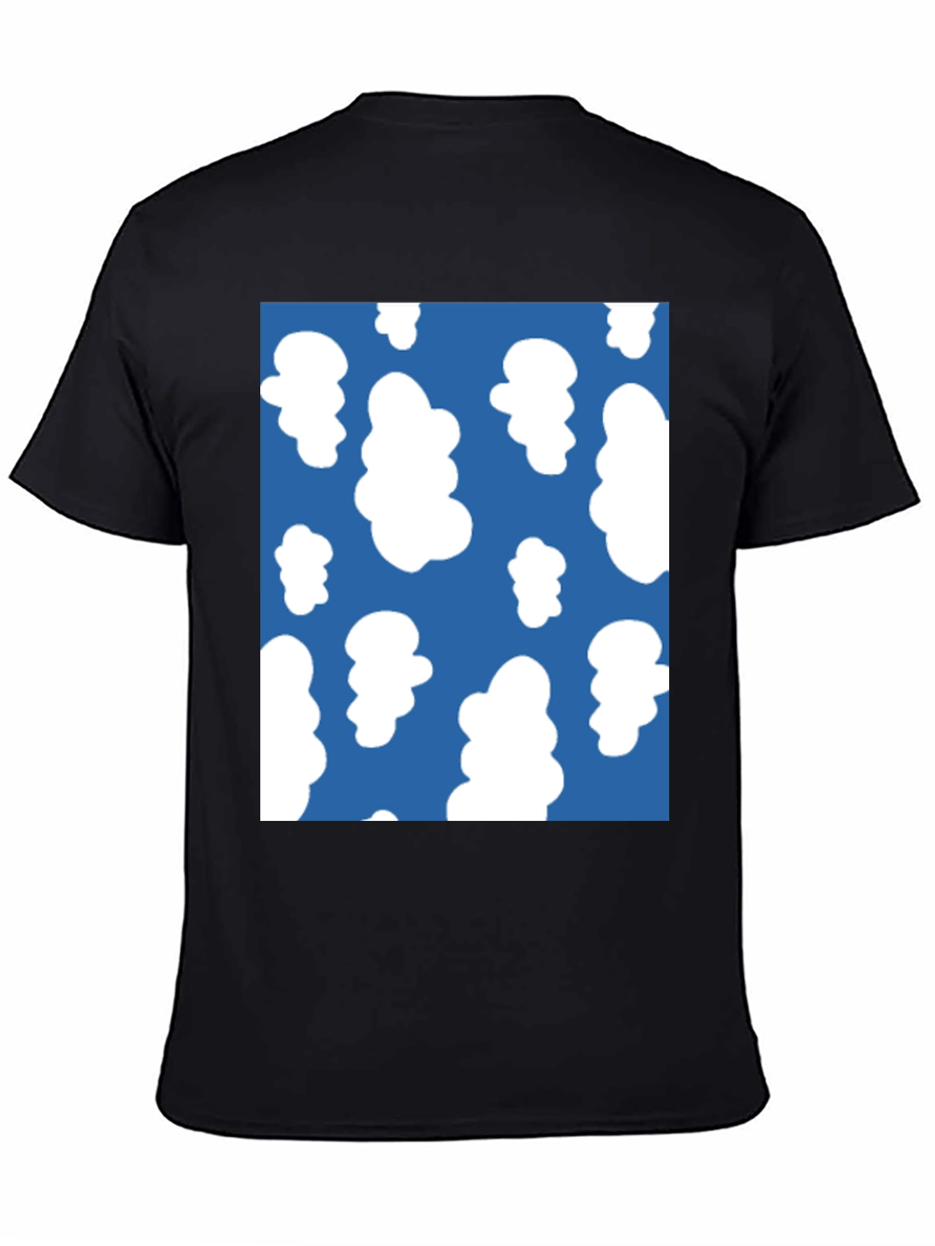 Fun Cloud Pattern Tee - Casual Black T-Shirt