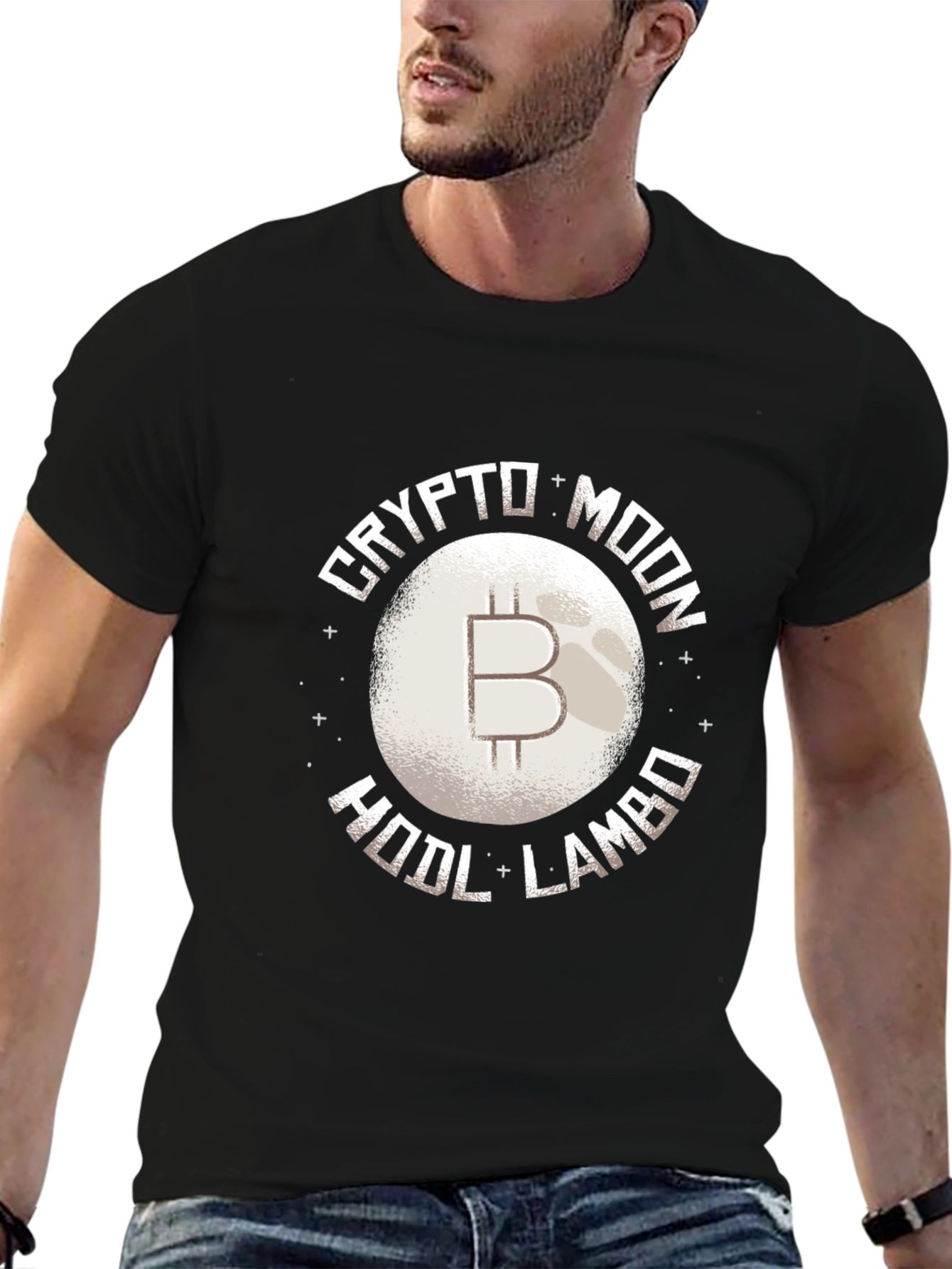 Crypto Moon HODL Lambo Black T-Shirt