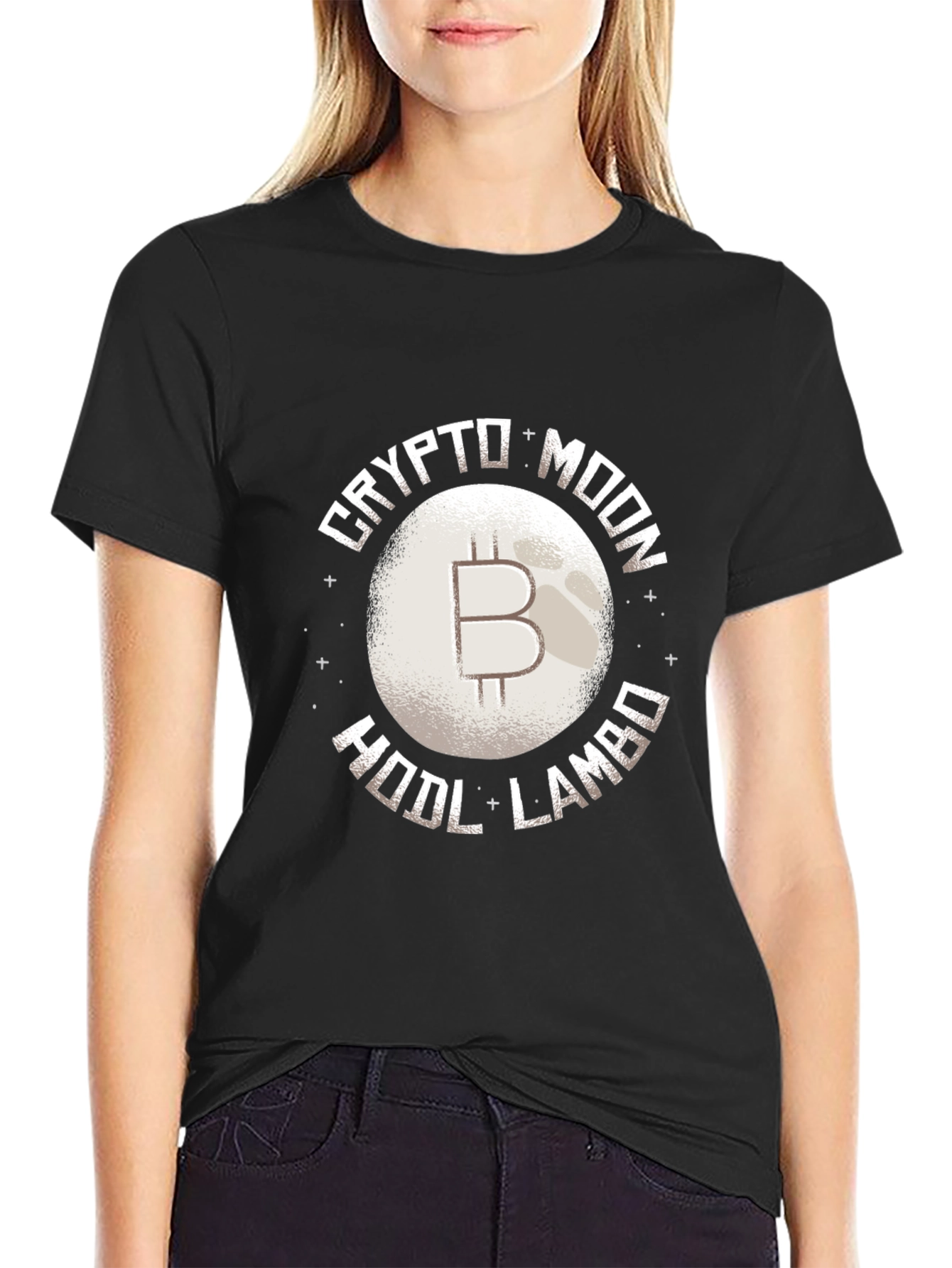 Crypto Moon HODL Lambo Black T-Shirt