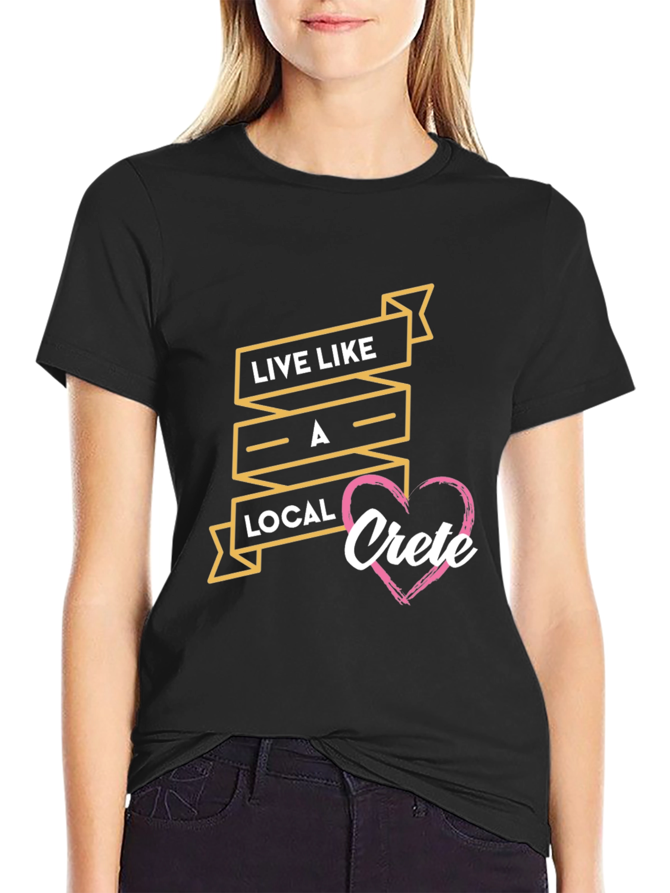 Live Like A Local Crete Black T-Shirt