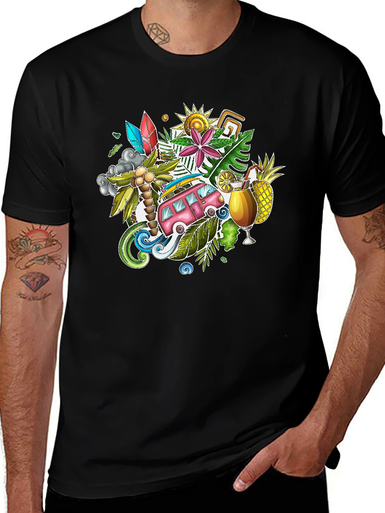 Tropical Island Vibes Graphic T-Shirt