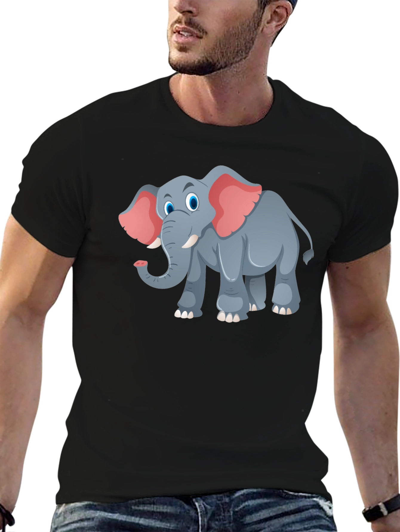 Elephant Graphic Tee - Black Cotton T-Shirt
