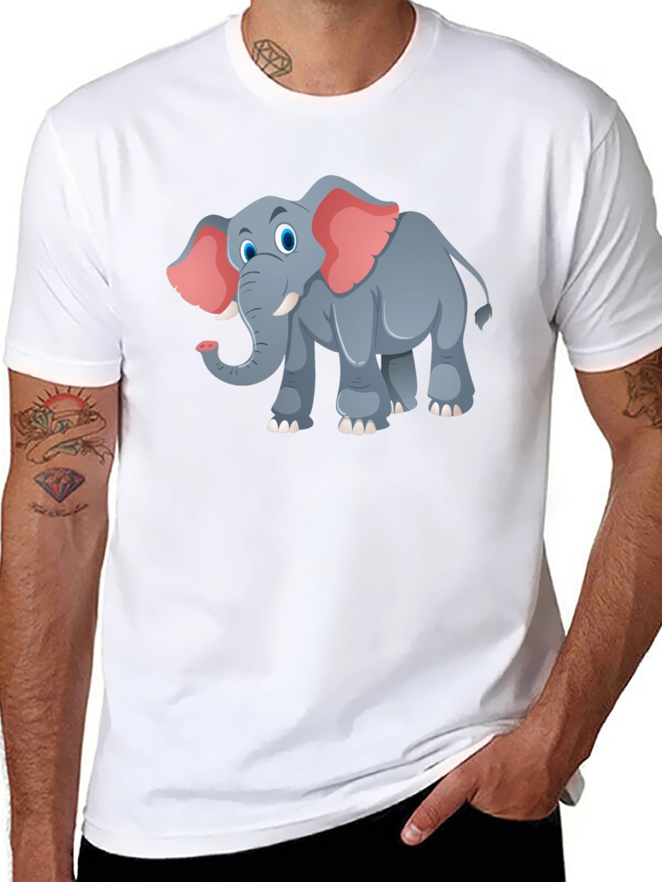 Elephant Graphic Tee - Black Cotton T-Shirt