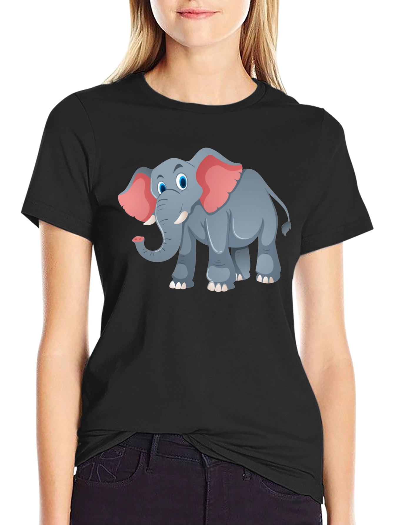 Elephant Graphic Tee - Black Cotton T-Shirt