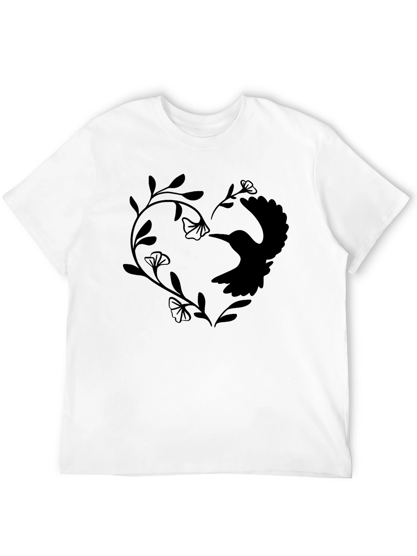 Hummingbird Heart Graphic Tee - Black Casual Shirt