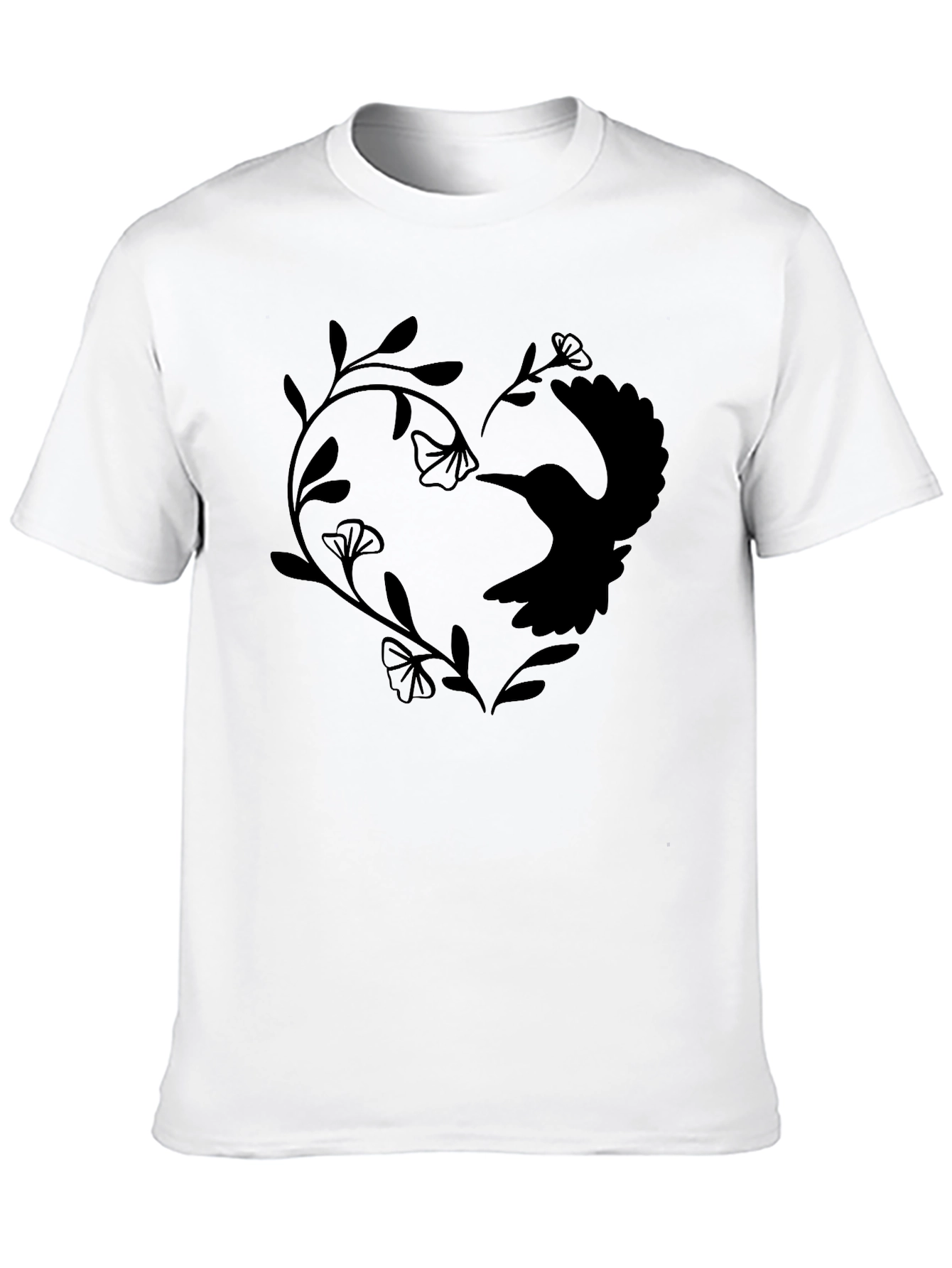 Hummingbird Heart Graphic Tee - Black Casual Shirt