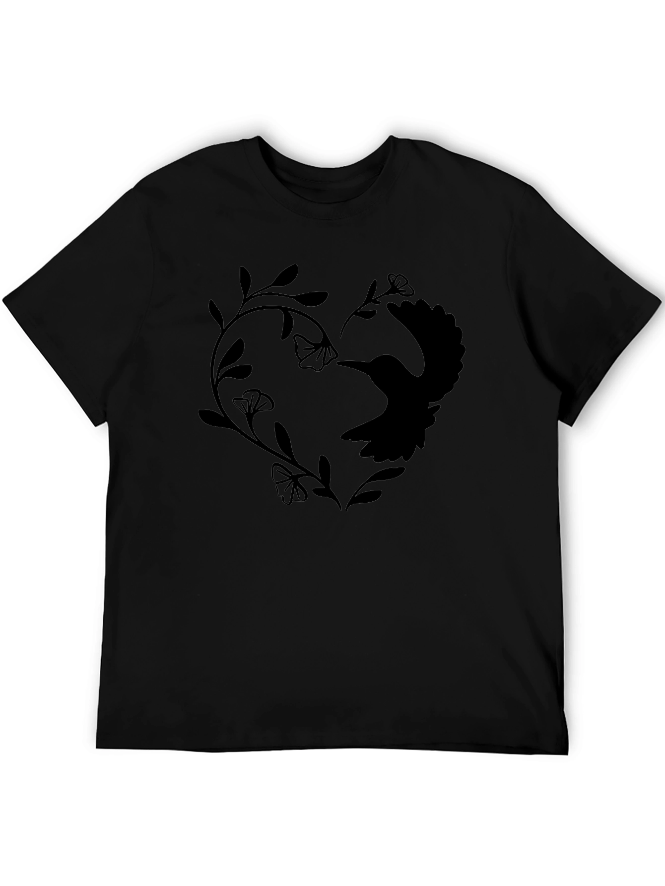 Hummingbird Heart Graphic Tee - Black Casual Shirt
