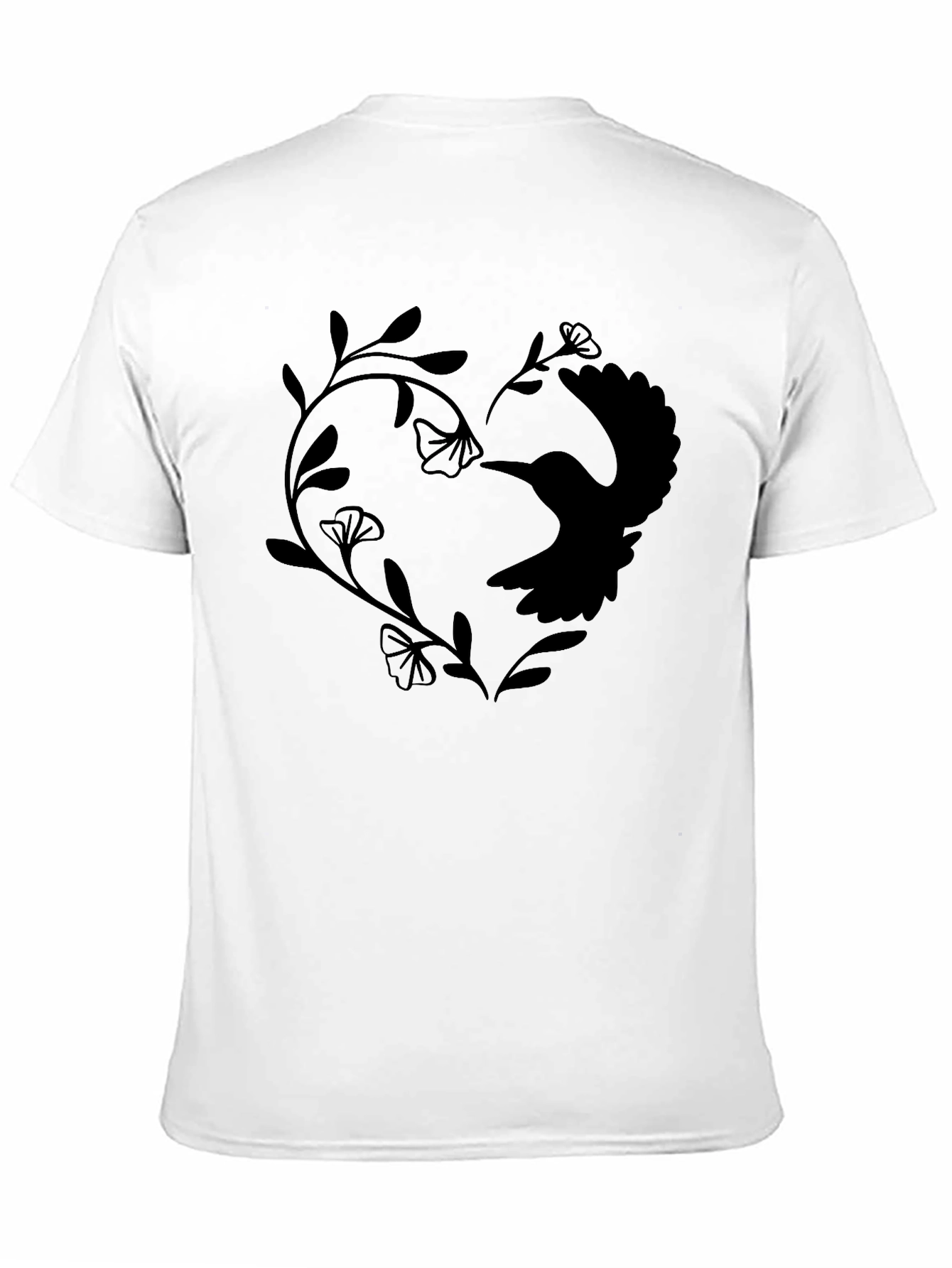 Hummingbird Heart Graphic Tee - Black Casual Shirt