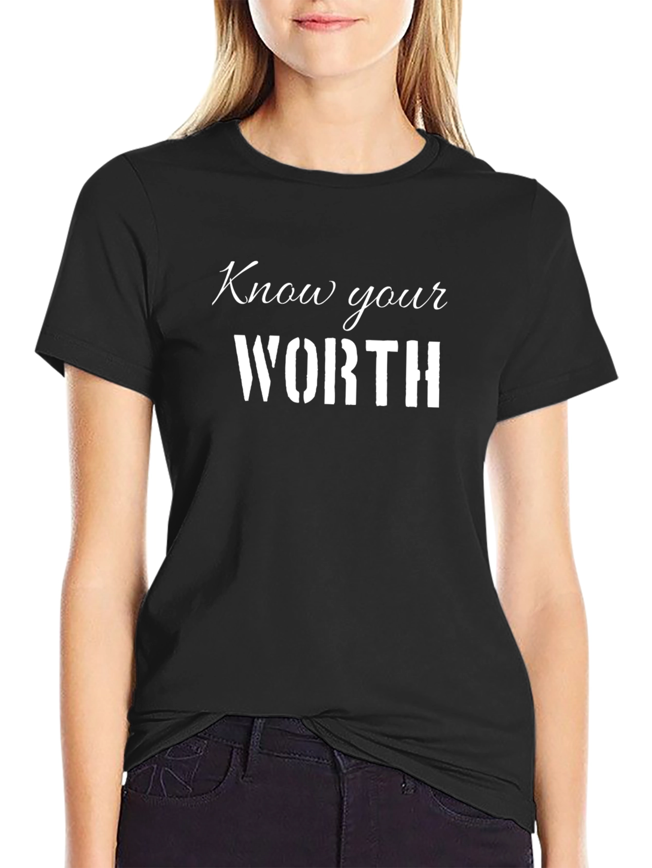 Know Your Worth Black Graphic Tee