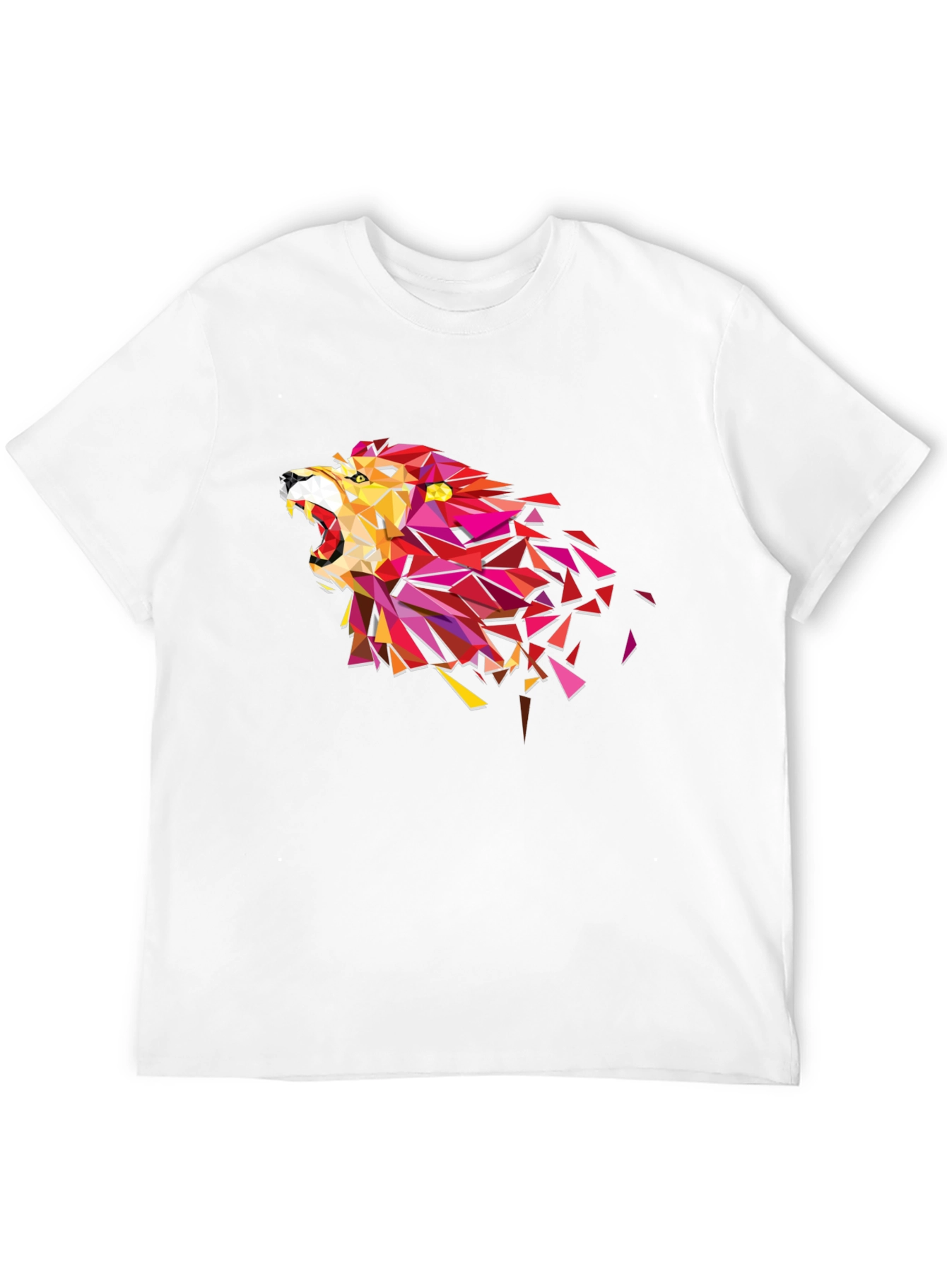 Geometric Lion Head Graphic Tee - Black