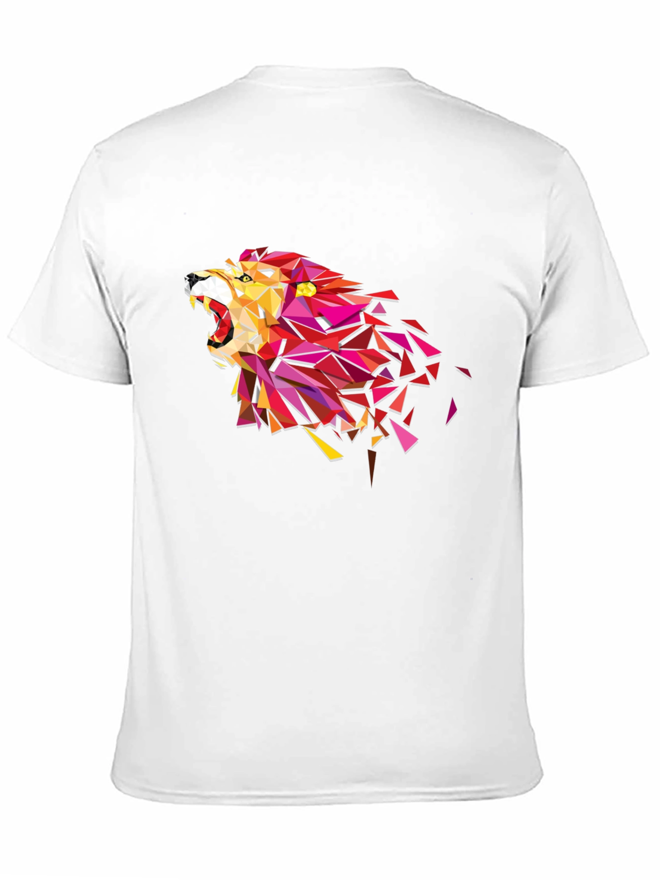 Geometric Lion Head Graphic Tee - Black