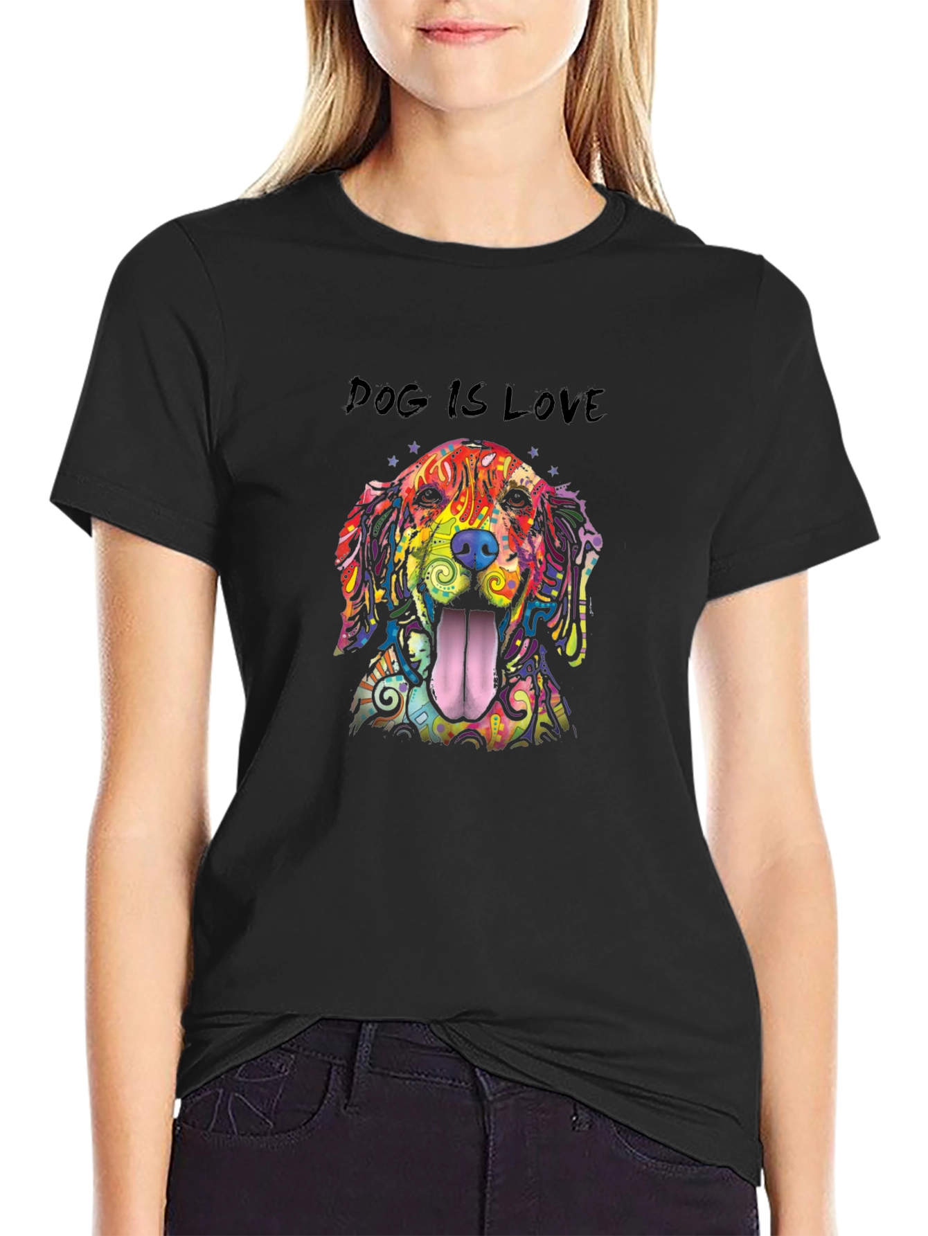 Dog Is Love Rainbow Dog Graphic T-Shirt