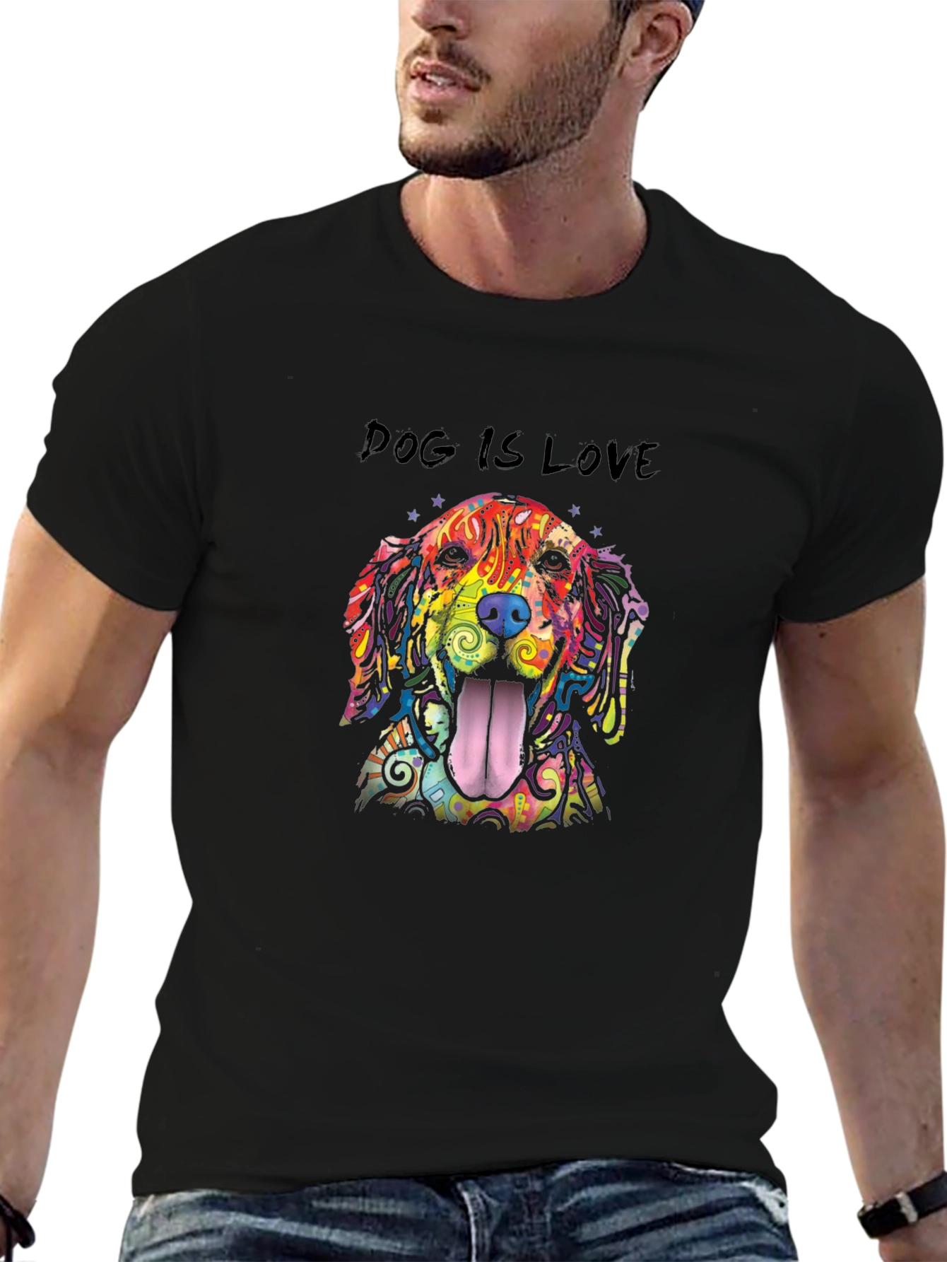 Dog Is Love Rainbow Dog Graphic T-Shirt