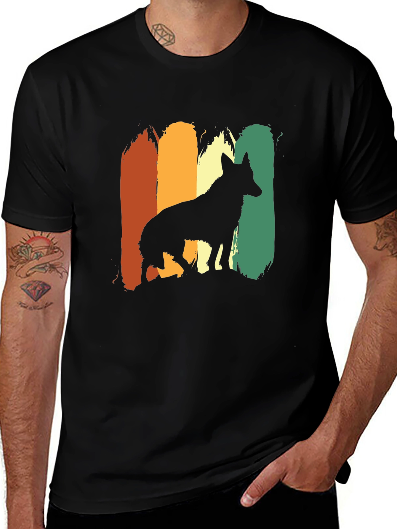 Retro Dog Silhouette Graphic Tee - Stylish Comfort