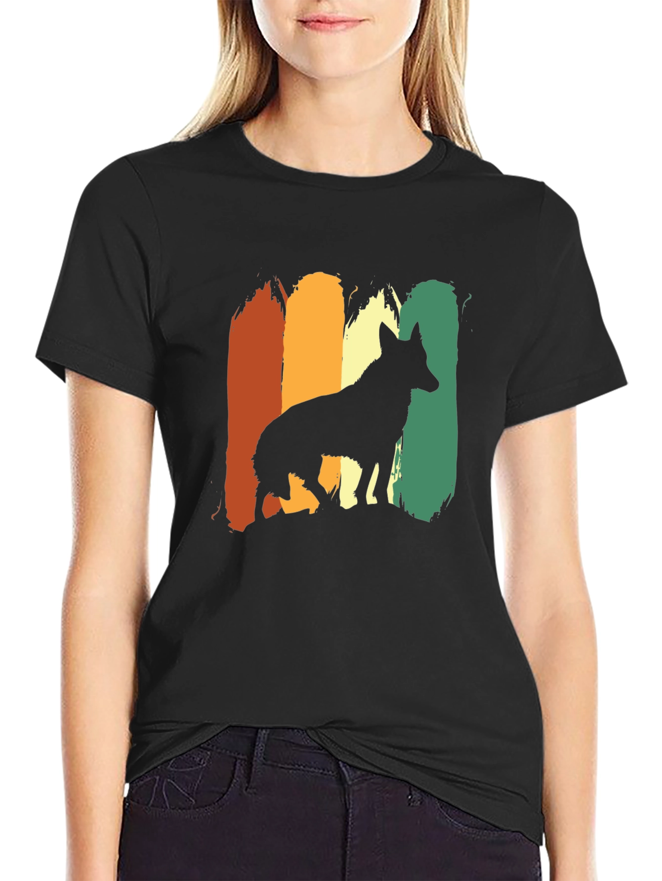 Retro Dog Silhouette Graphic Tee - Stylish Comfort