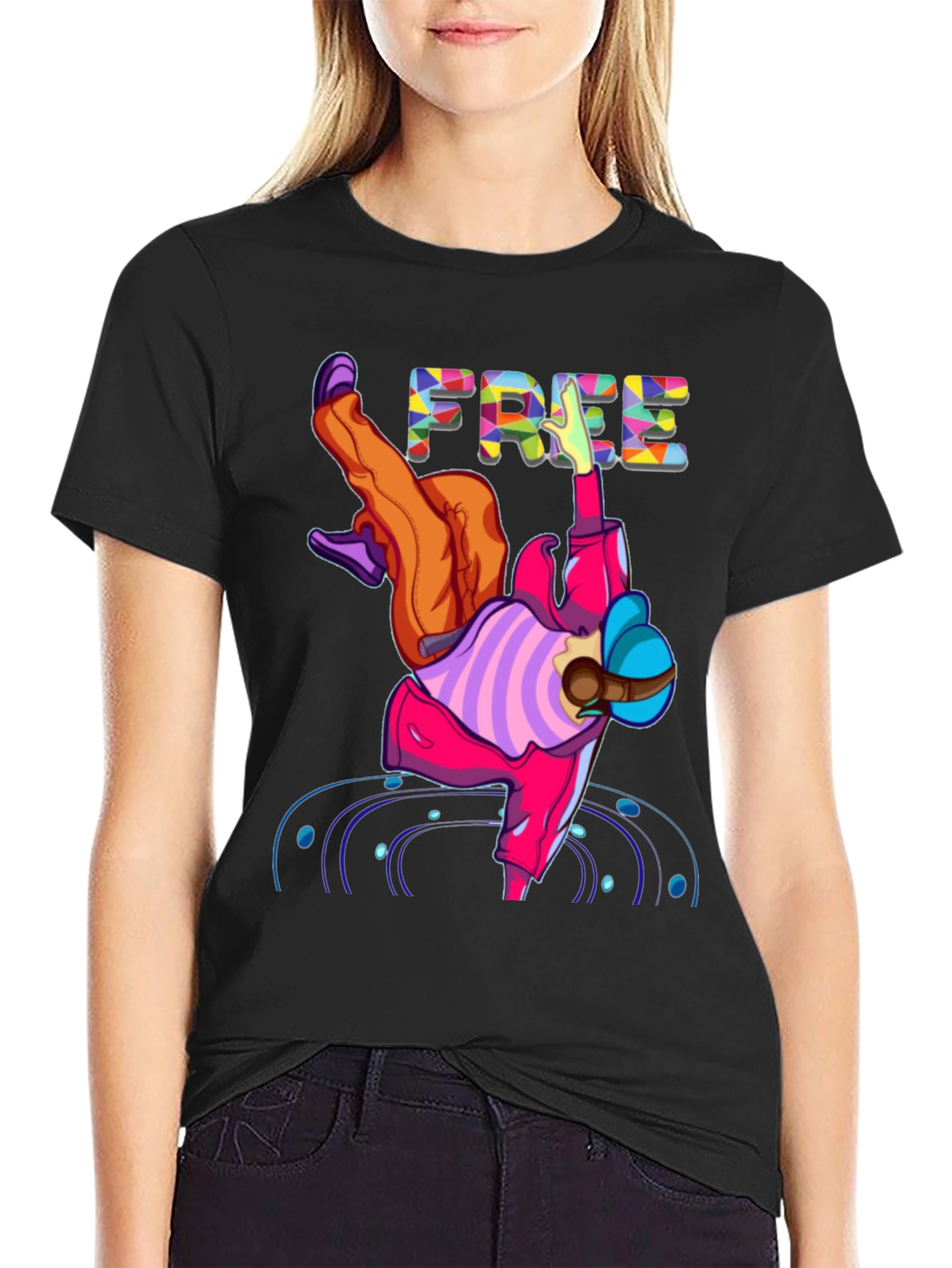 Bold Graphic Tee: Free Breakdancer Design