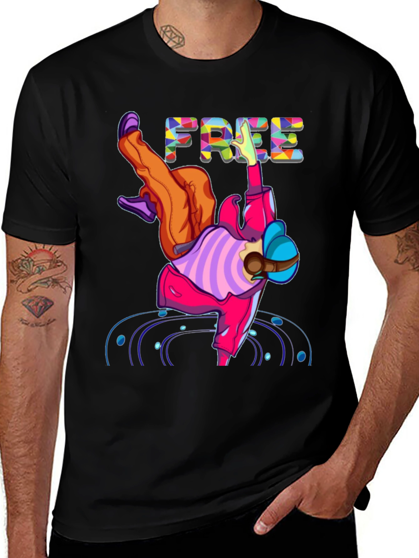 Bold Graphic Tee: Free Breakdancer Design