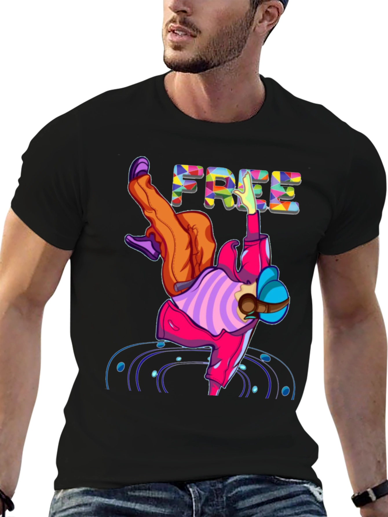 Bold Graphic Tee: Free Breakdancer Design