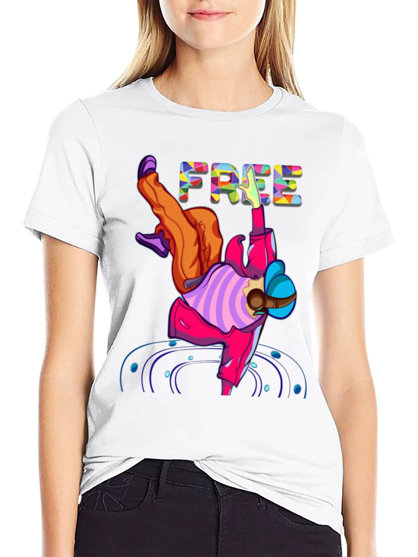Bold Graphic Tee: Free Breakdancer Design