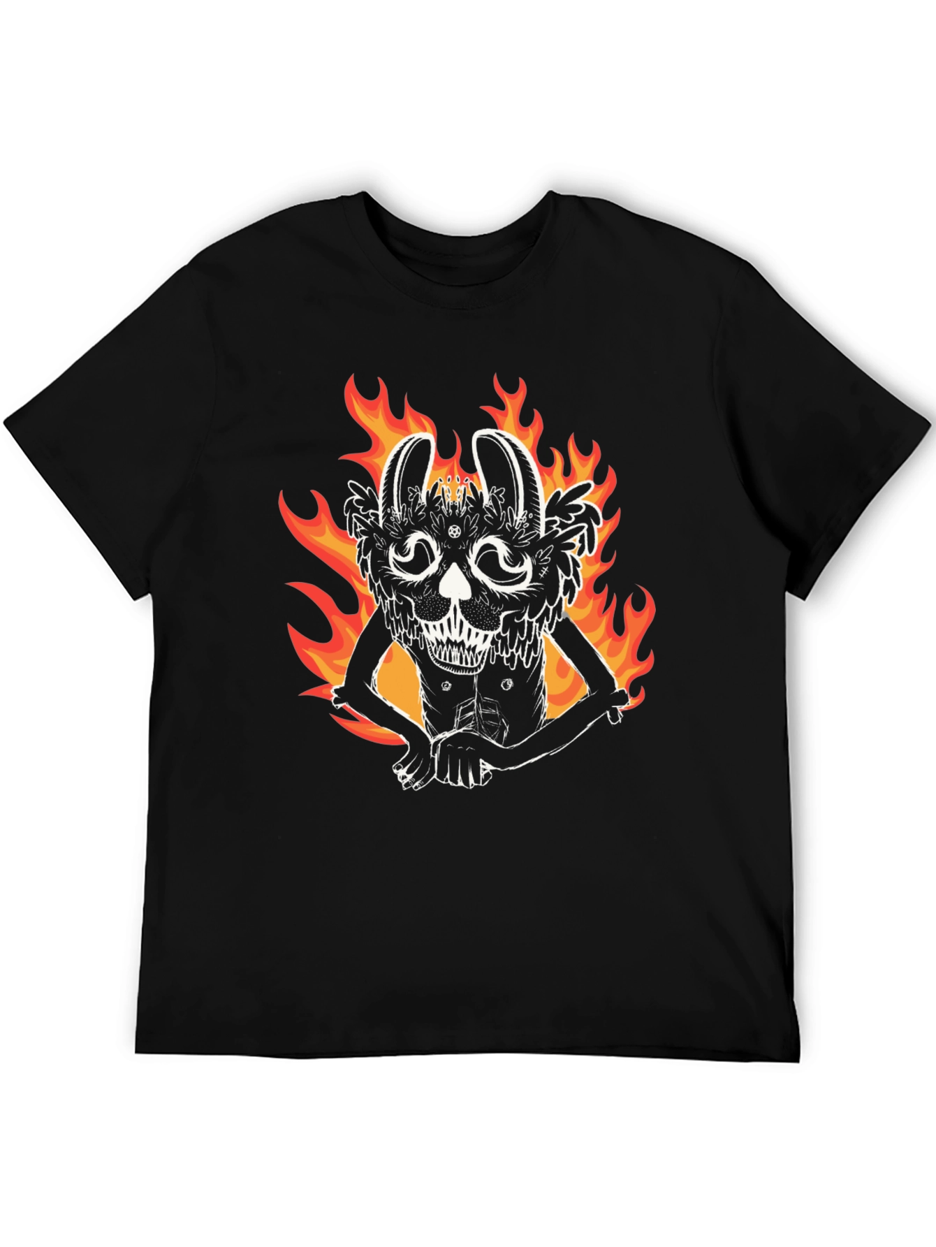 Fiery Rabbit Graphic Tee - Black Cotton Shirt