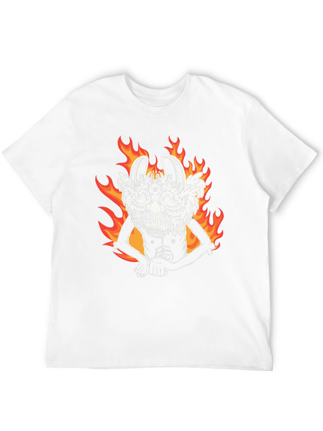 Fiery Rabbit Graphic Tee - Black Cotton Shirt