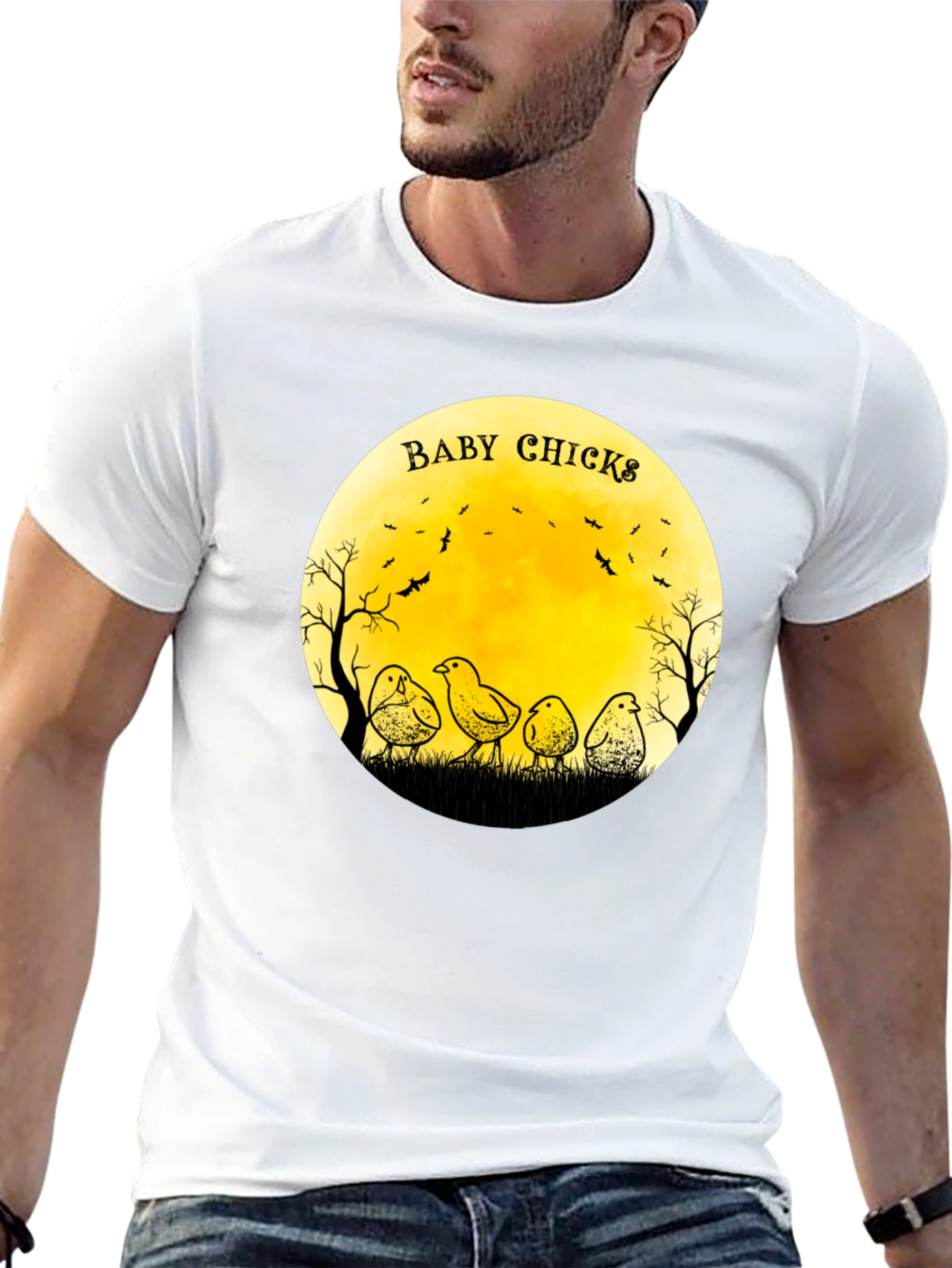 Baby Chicks Moon Graphic T-Shirt