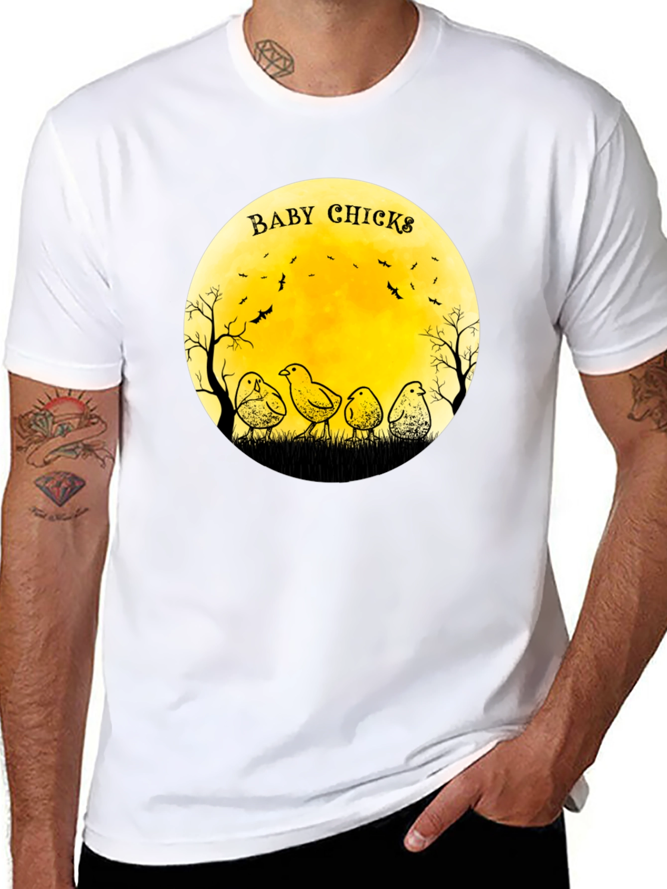 Baby Chicks Moon Graphic T-Shirt