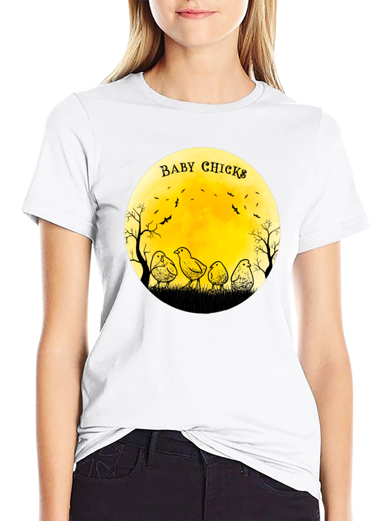 Baby Chicks Moon Graphic T-Shirt