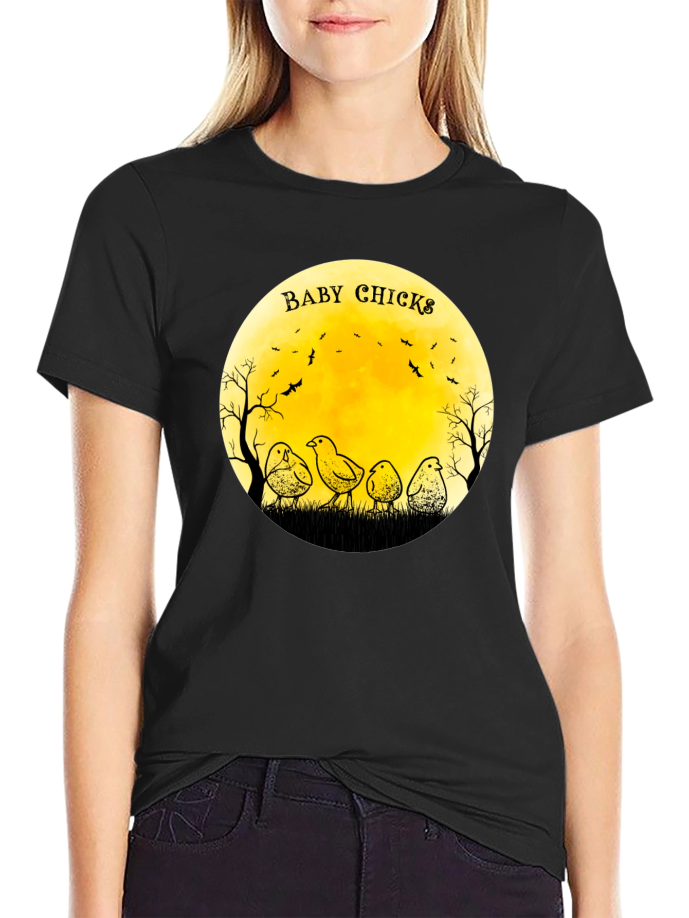 Baby Chicks Moon Graphic T-Shirt