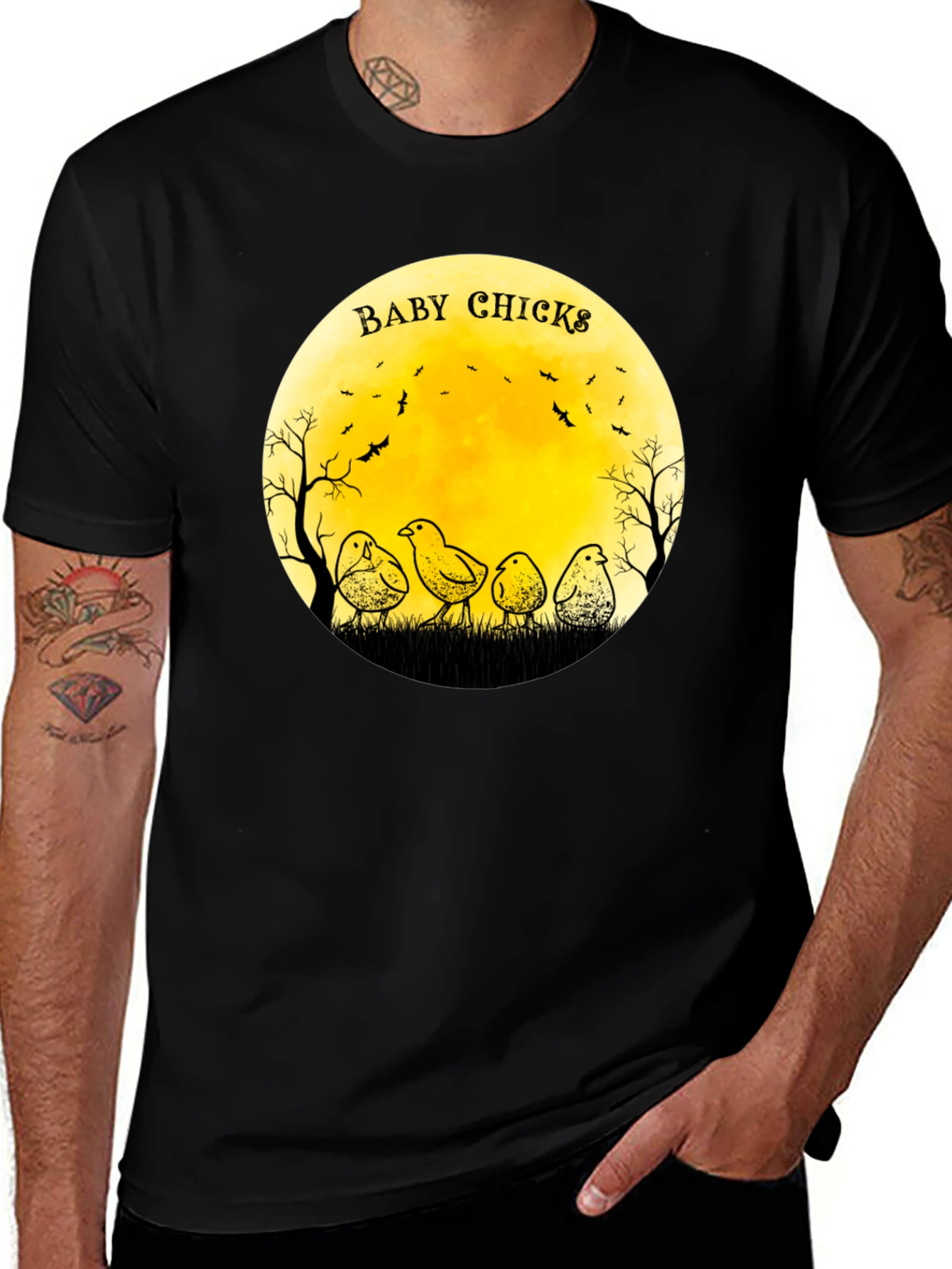 Baby Chicks Moon Graphic T-Shirt