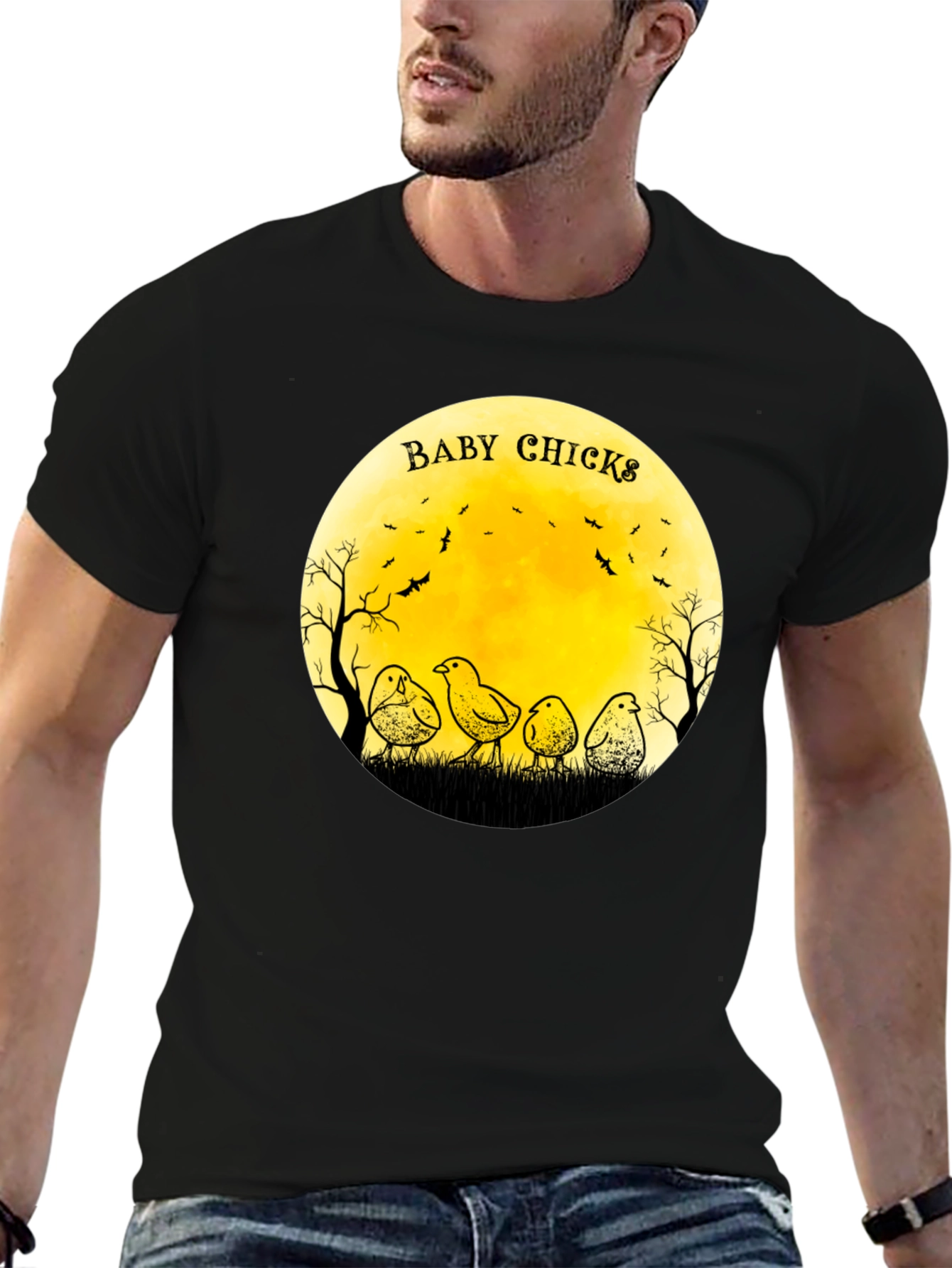 Baby Chicks Moon Graphic T-Shirt