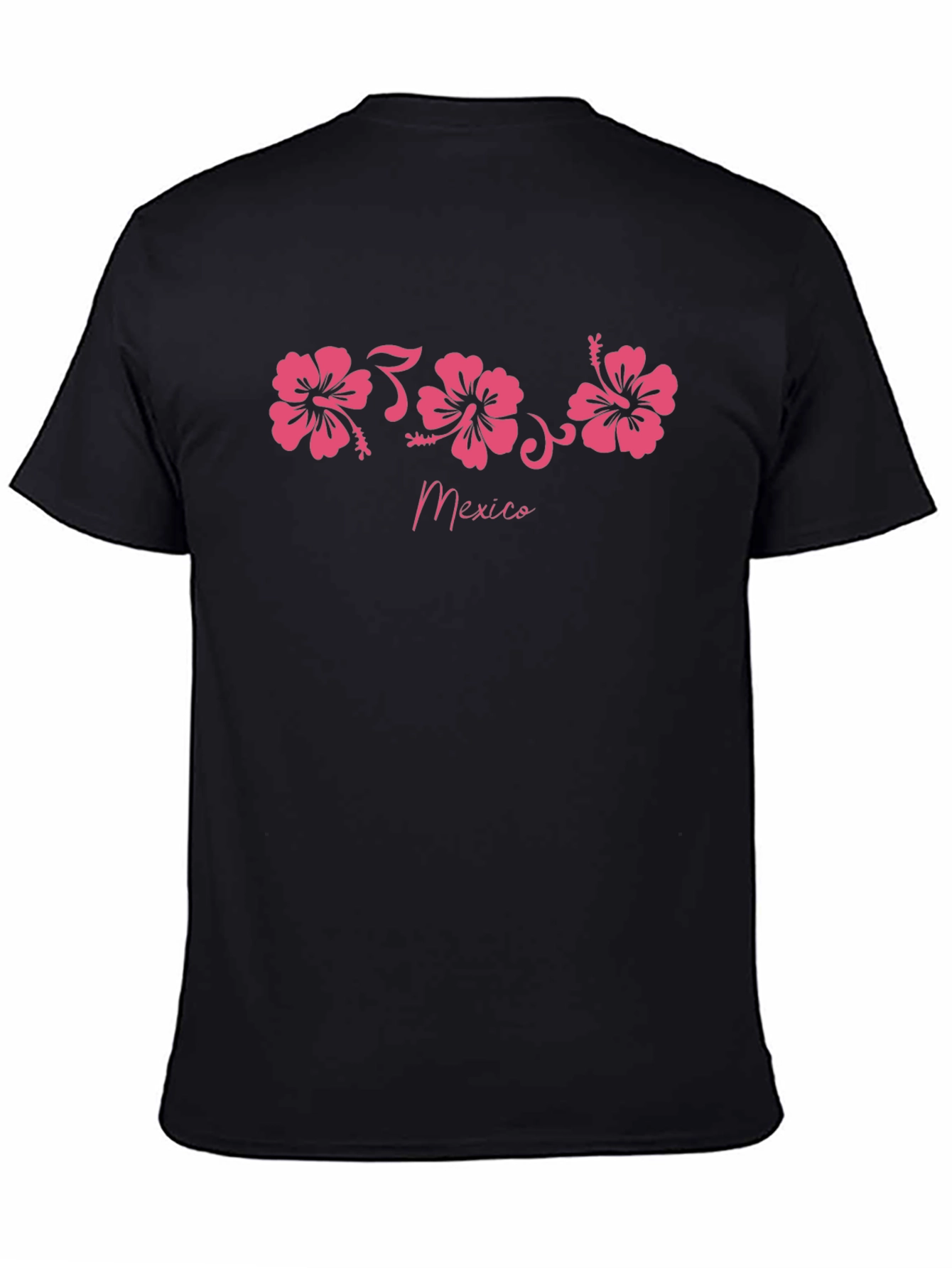 Mexico Hibiscus Flower Black T-Shirt