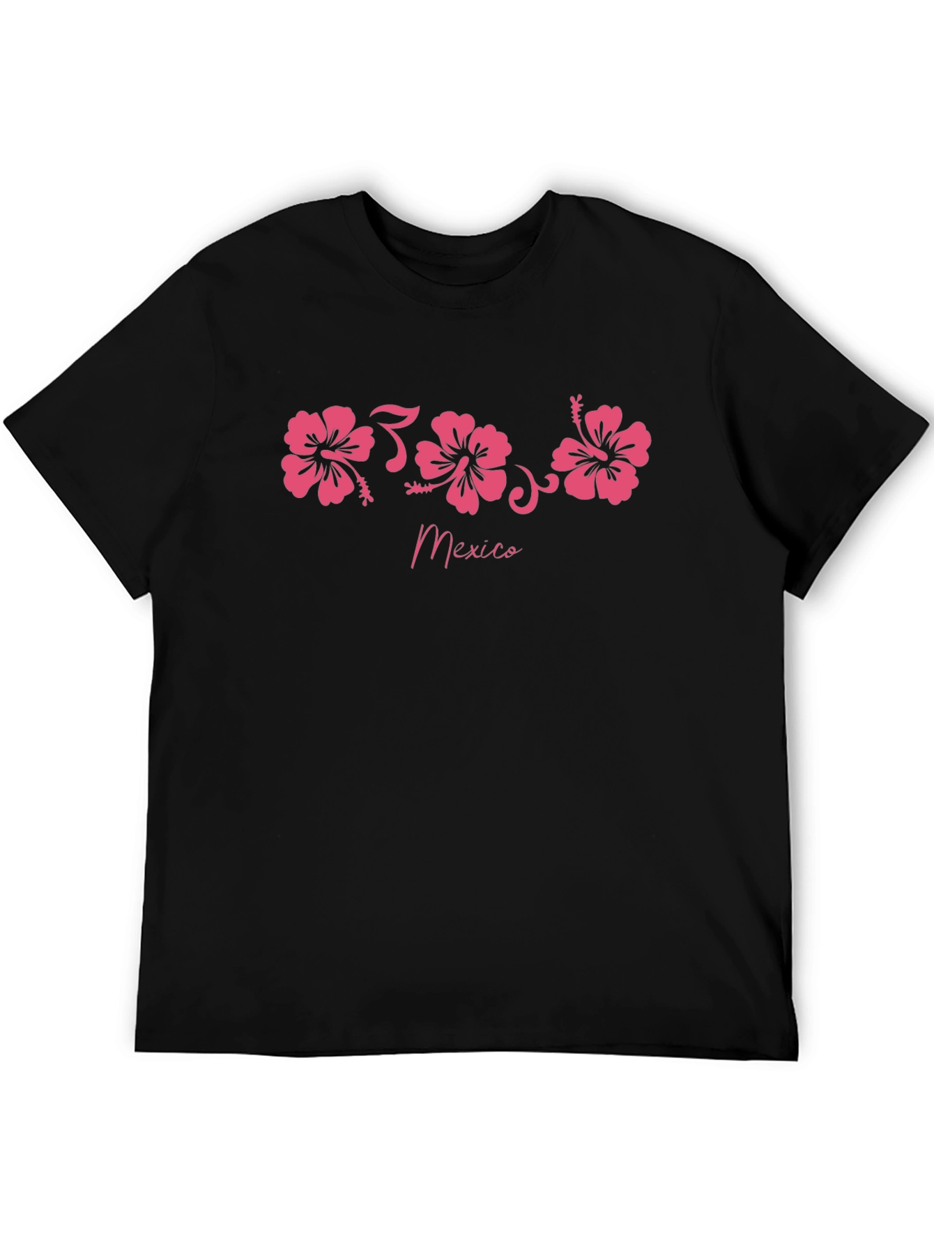 Mexico Hibiscus Flower Black T-Shirt