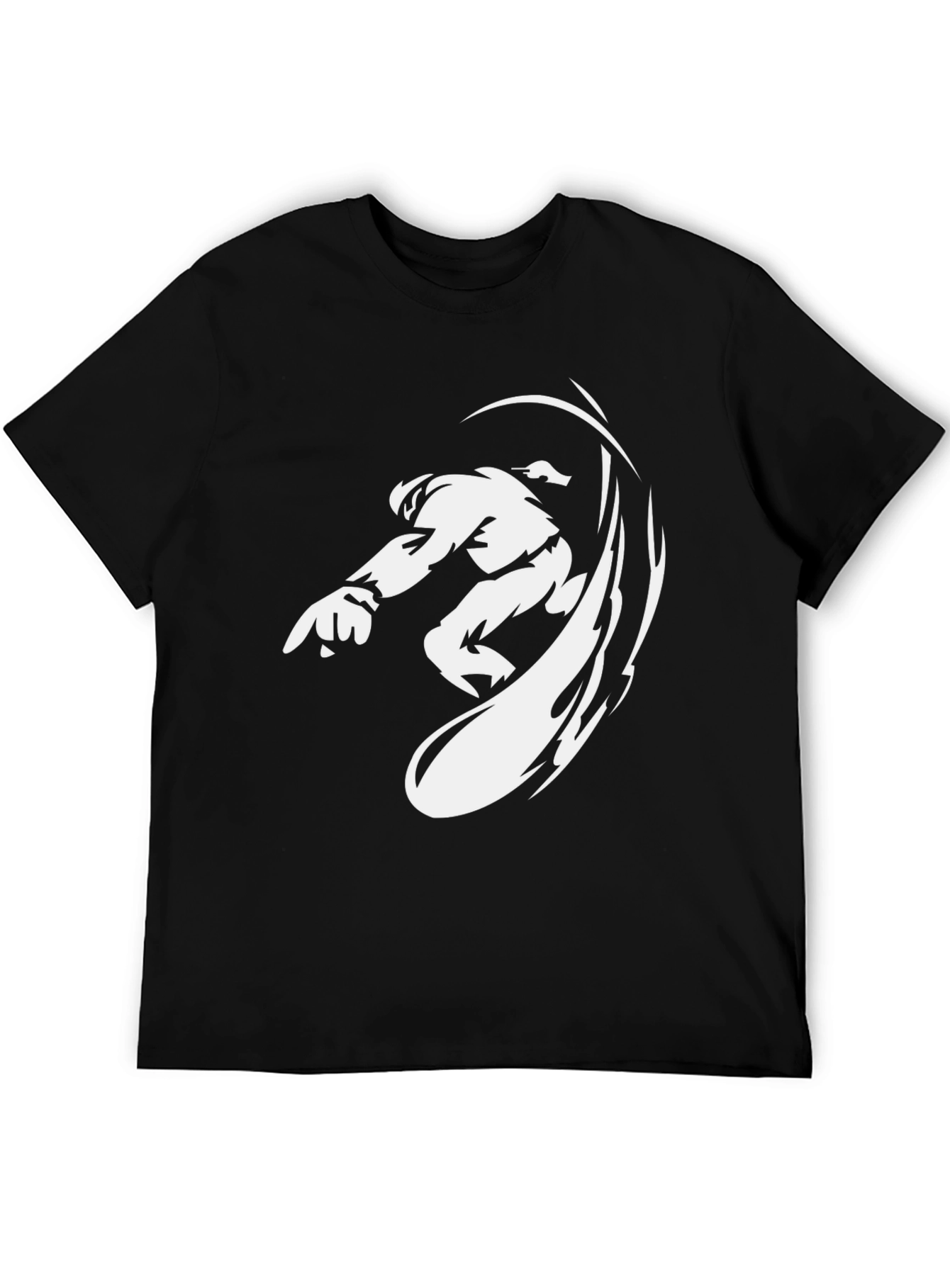 Black Graphic Tee - Anime Fighter Design