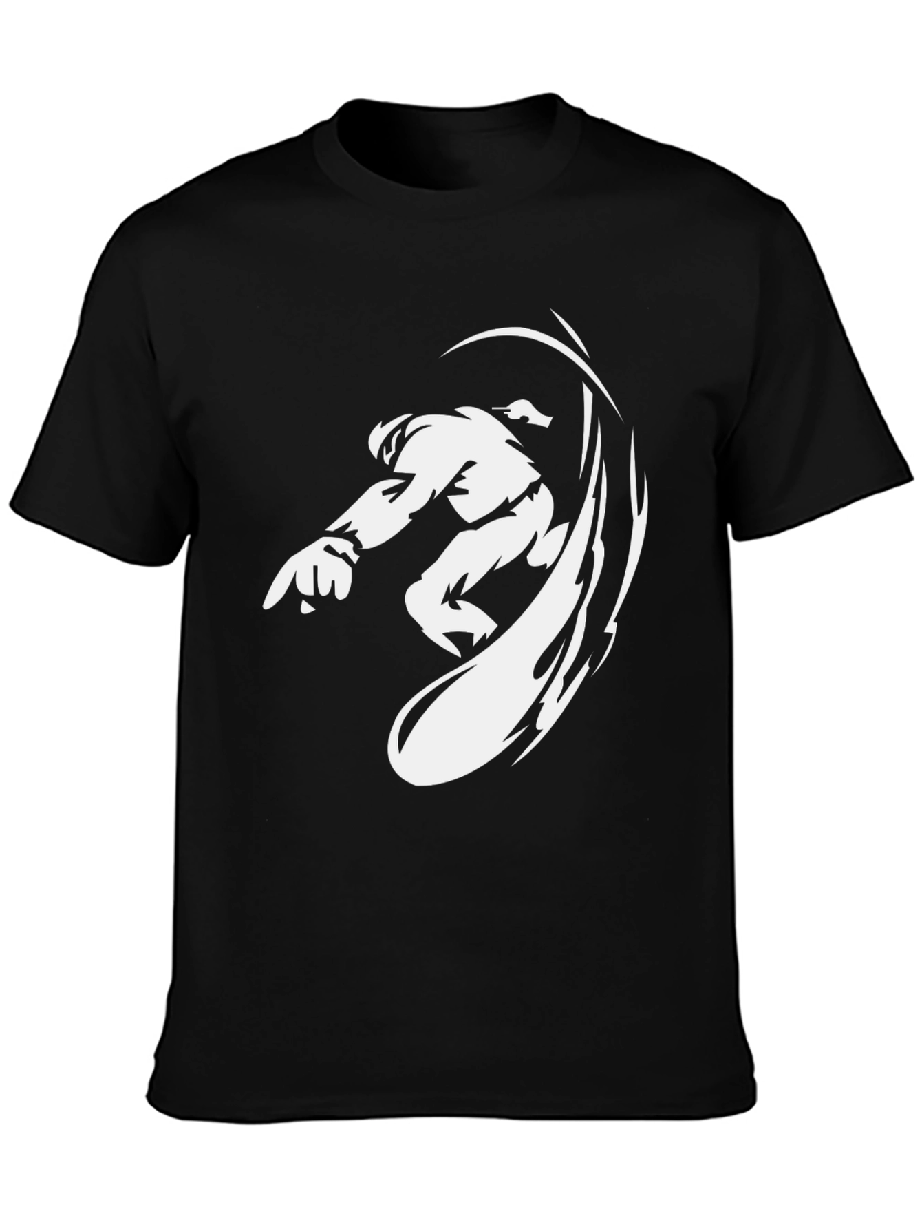 Black Graphic Tee - Anime Fighter Design