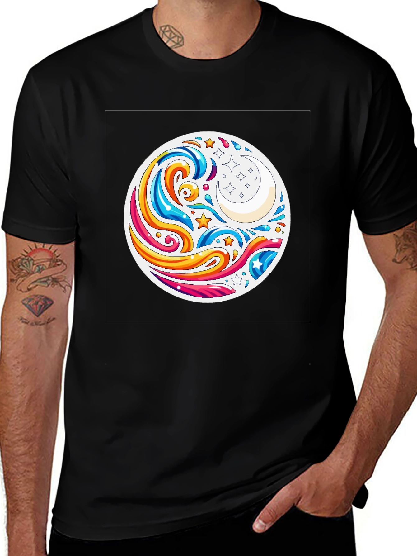 Celestial Waves T-Shirt - Black