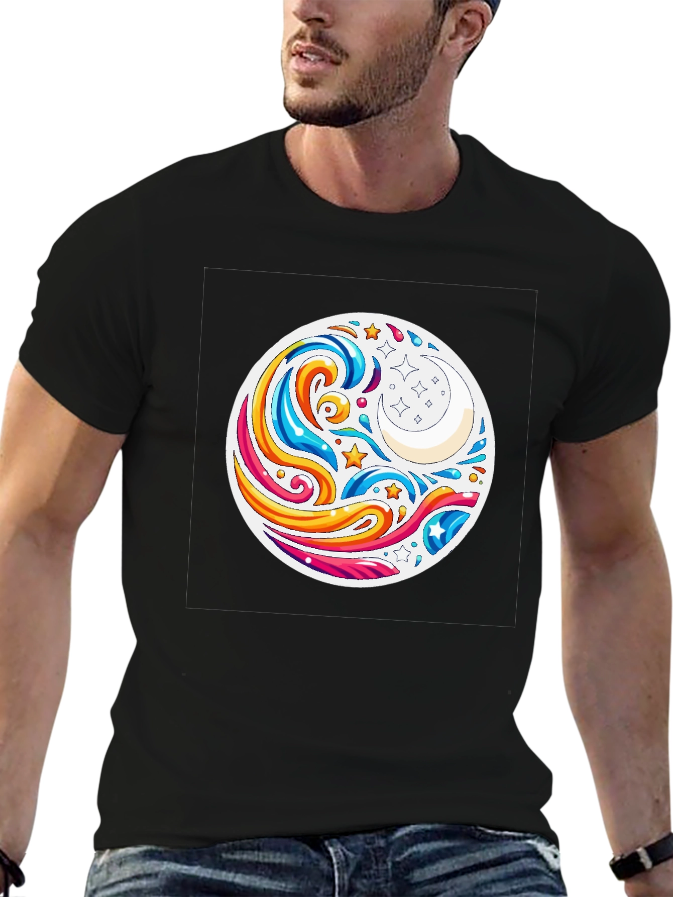 Celestial Waves T-Shirt - Black