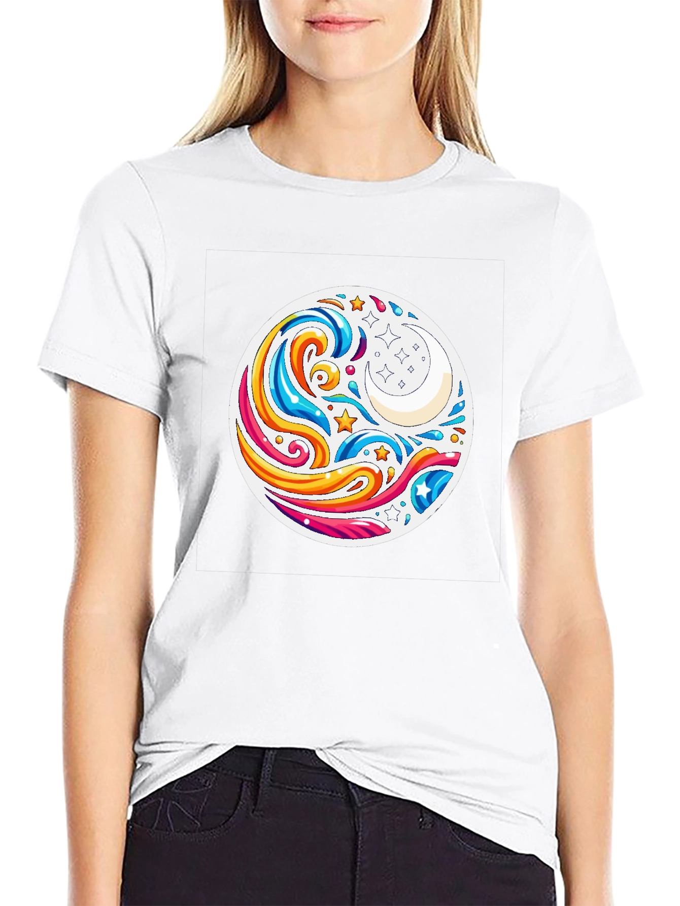Celestial Waves T-Shirt - Black