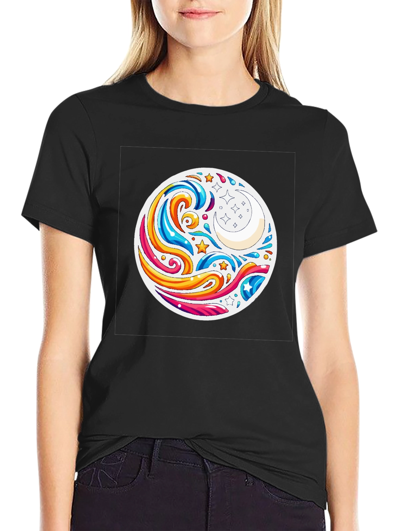 Celestial Waves T-Shirt - Black
