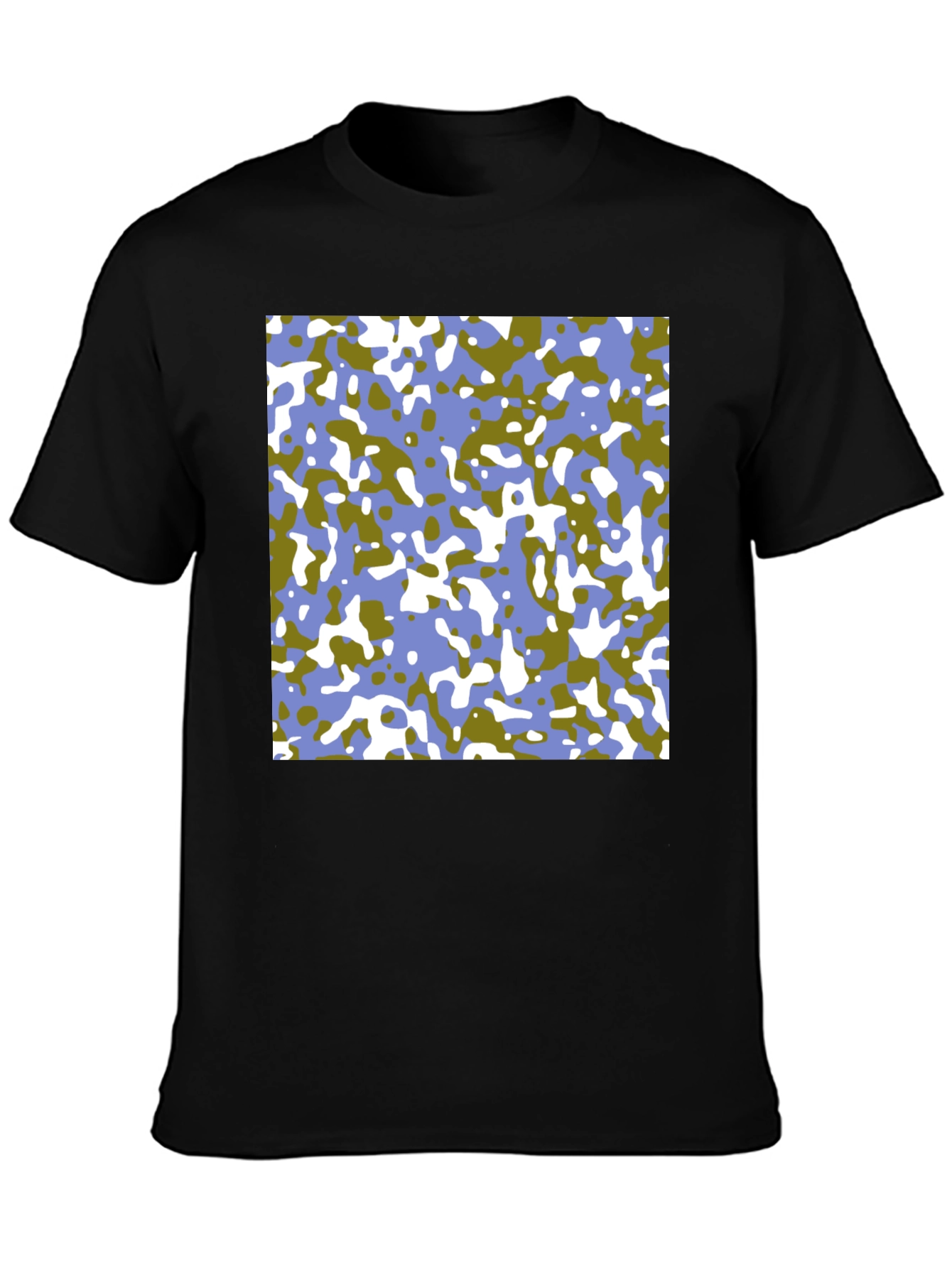 Abstract Camo Print Black T-Shirt
