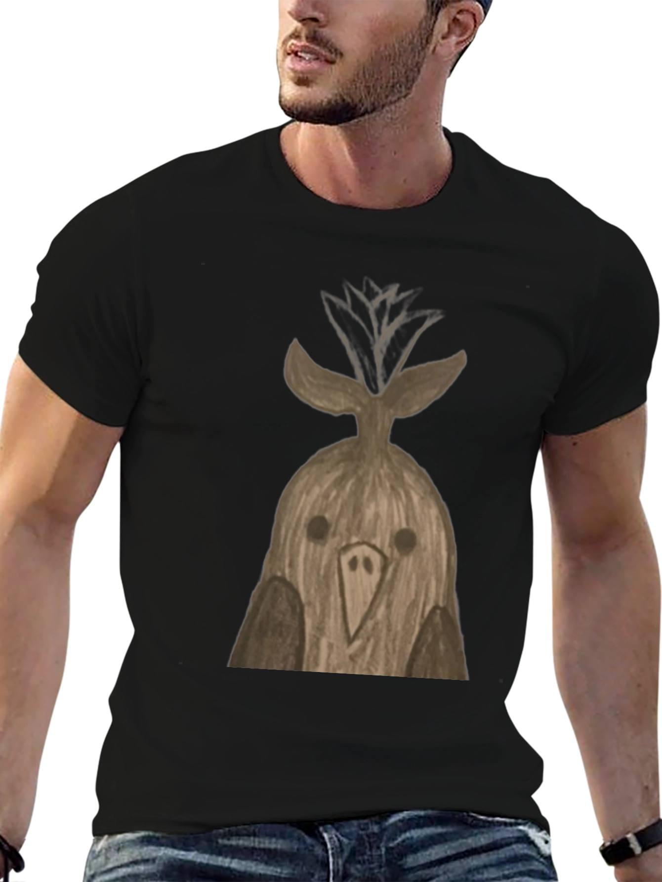 Quirky Bird T-Shirt - Unique Hand-Drawn Design