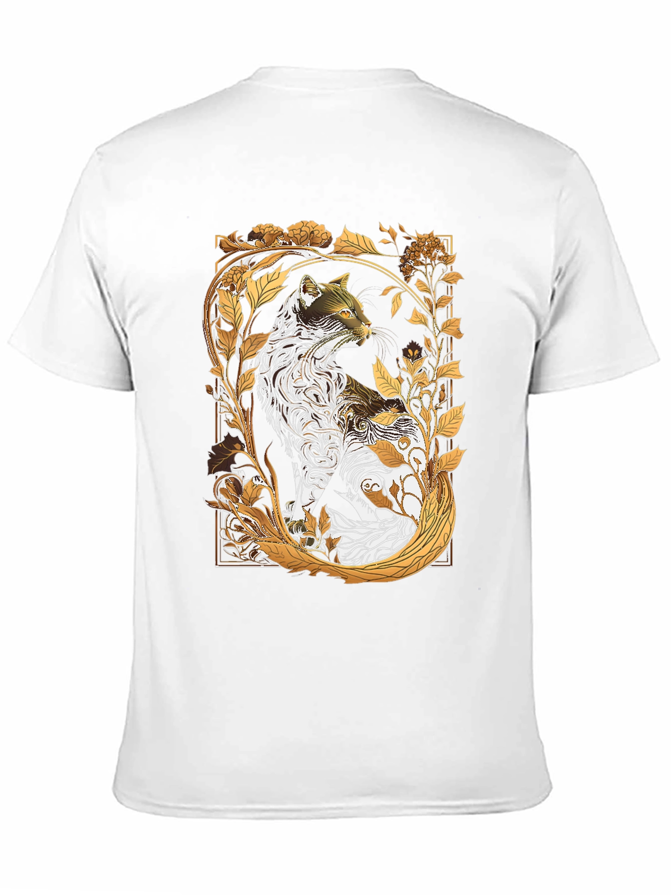 Artistic Cat Graphic Tee - Black