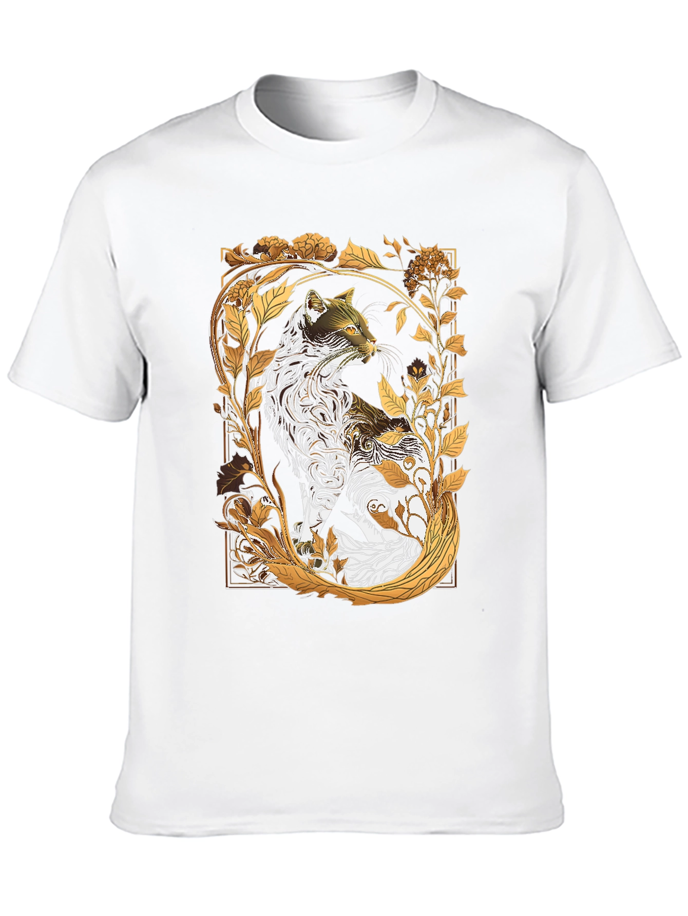 Artistic Cat Graphic Tee - Black