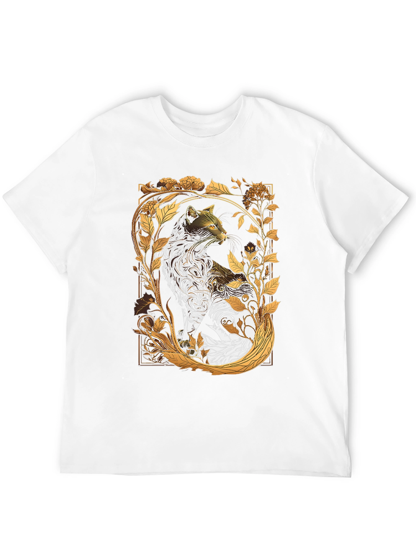 Artistic Cat Graphic Tee - Black