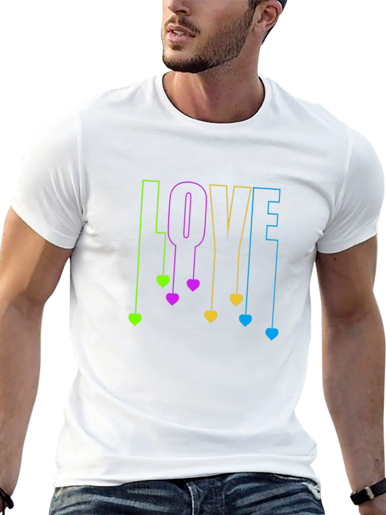 Love Hearts Graphic Black T-Shirt